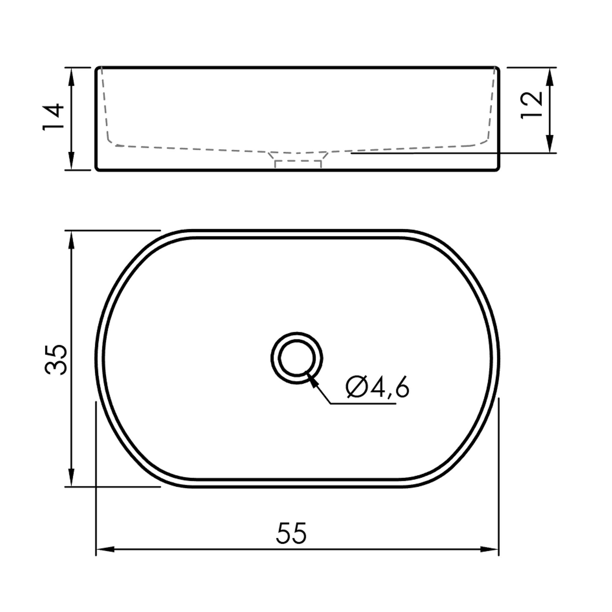 Lavabo de sobreponer Verona  brillante 55x14x12 cm - 5