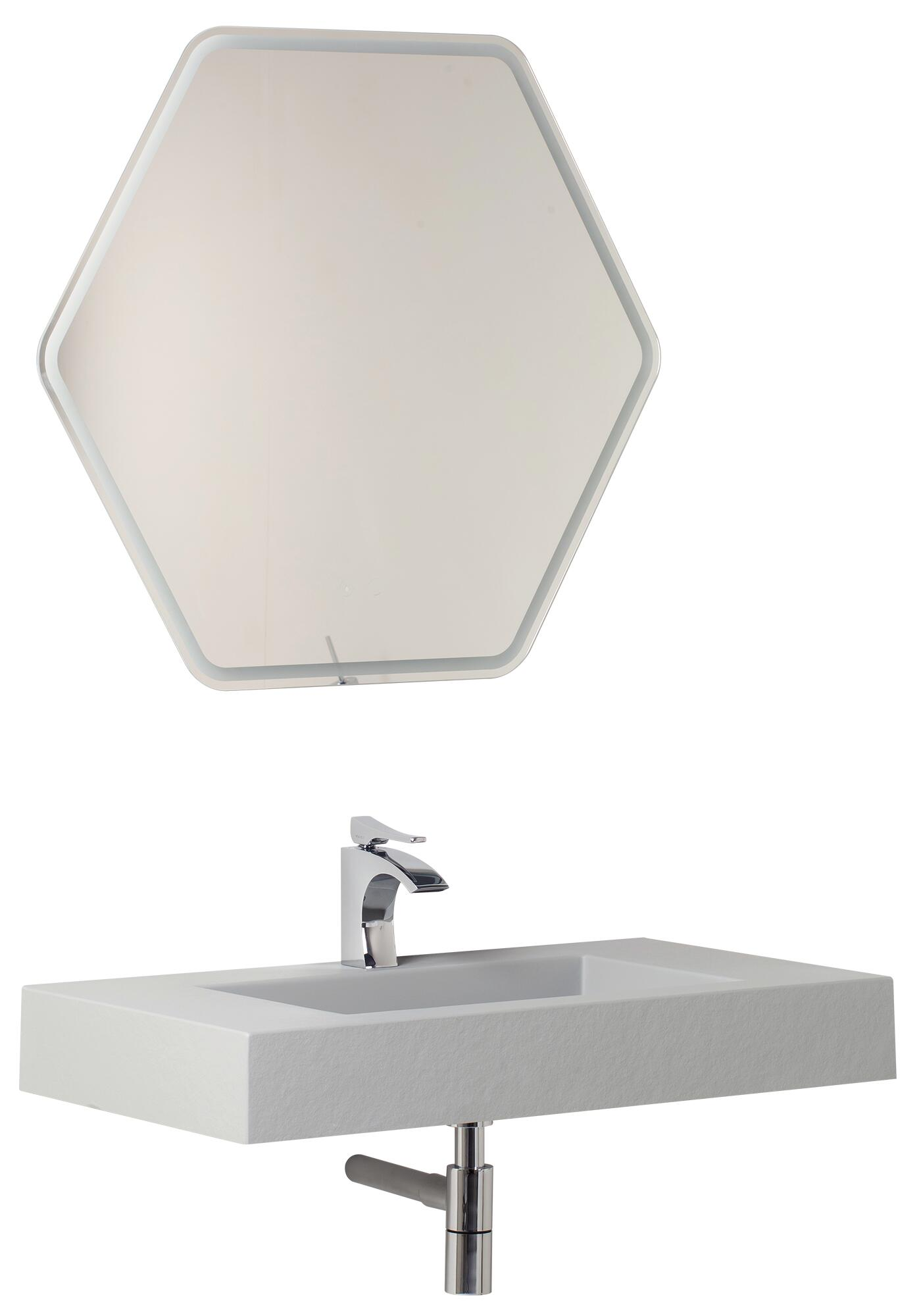 Lavabo suspendido gel coat radiance gris / plata 80x11.5x46 cm