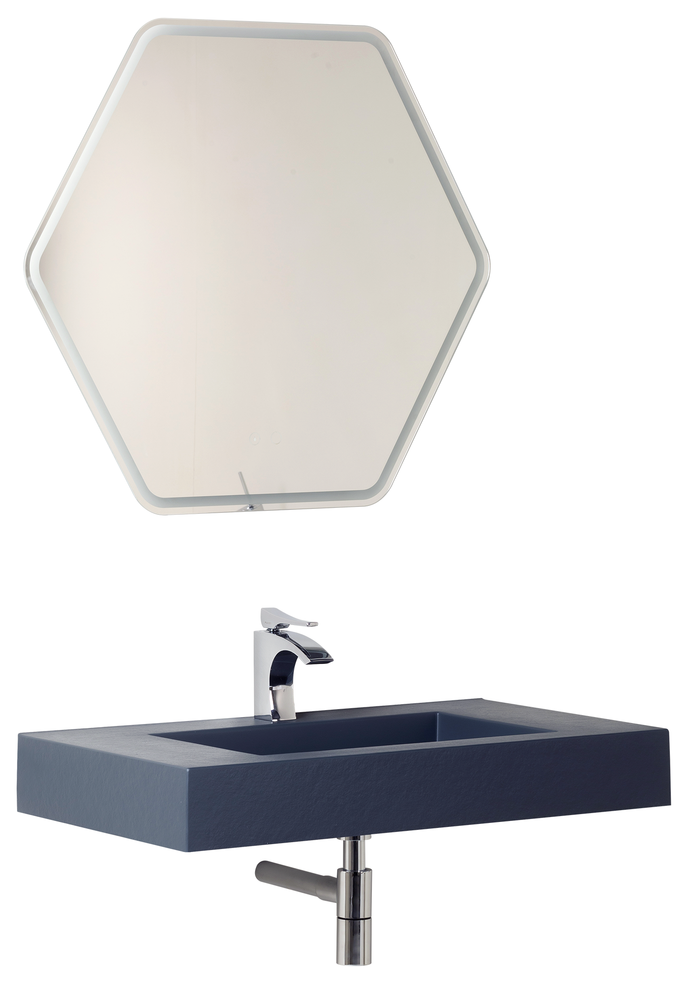Lavabo suspendido gel coat radiance gris / plata 80x11.5x46 cm