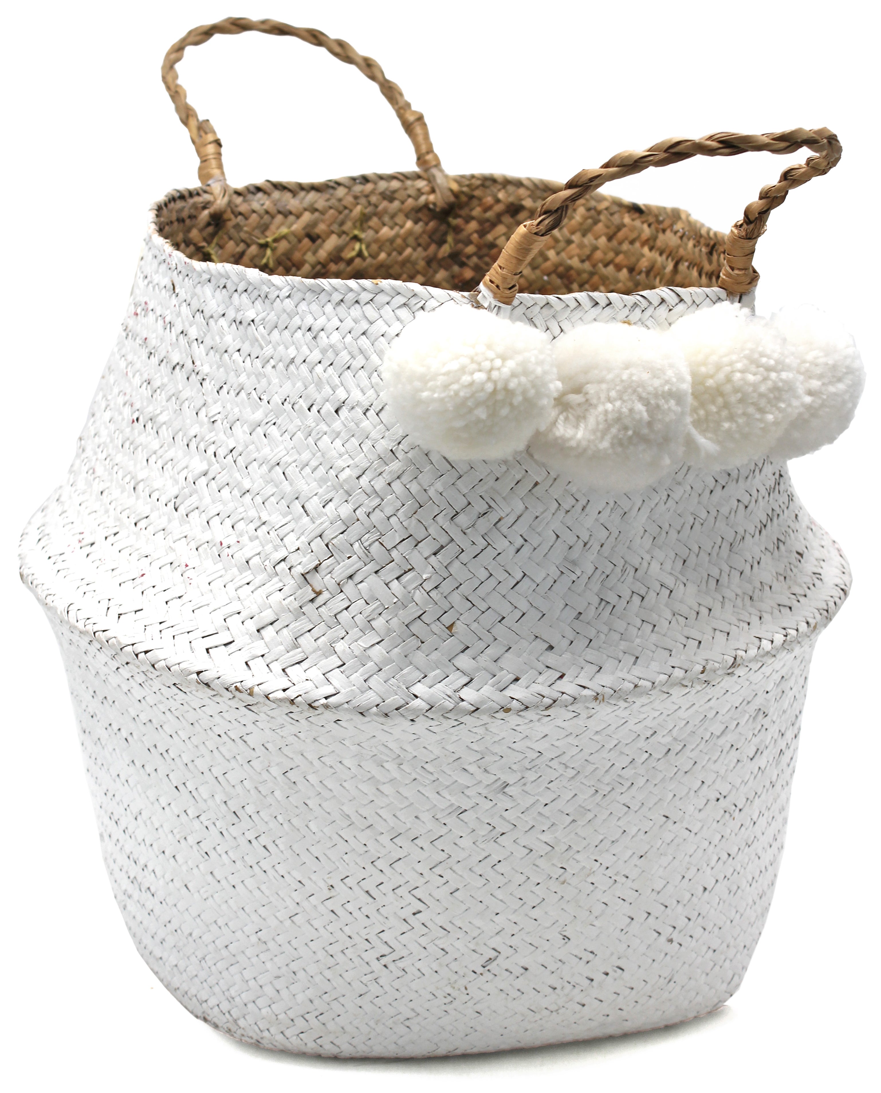Maceta de junco de mar pompón blanco ø 25 cm