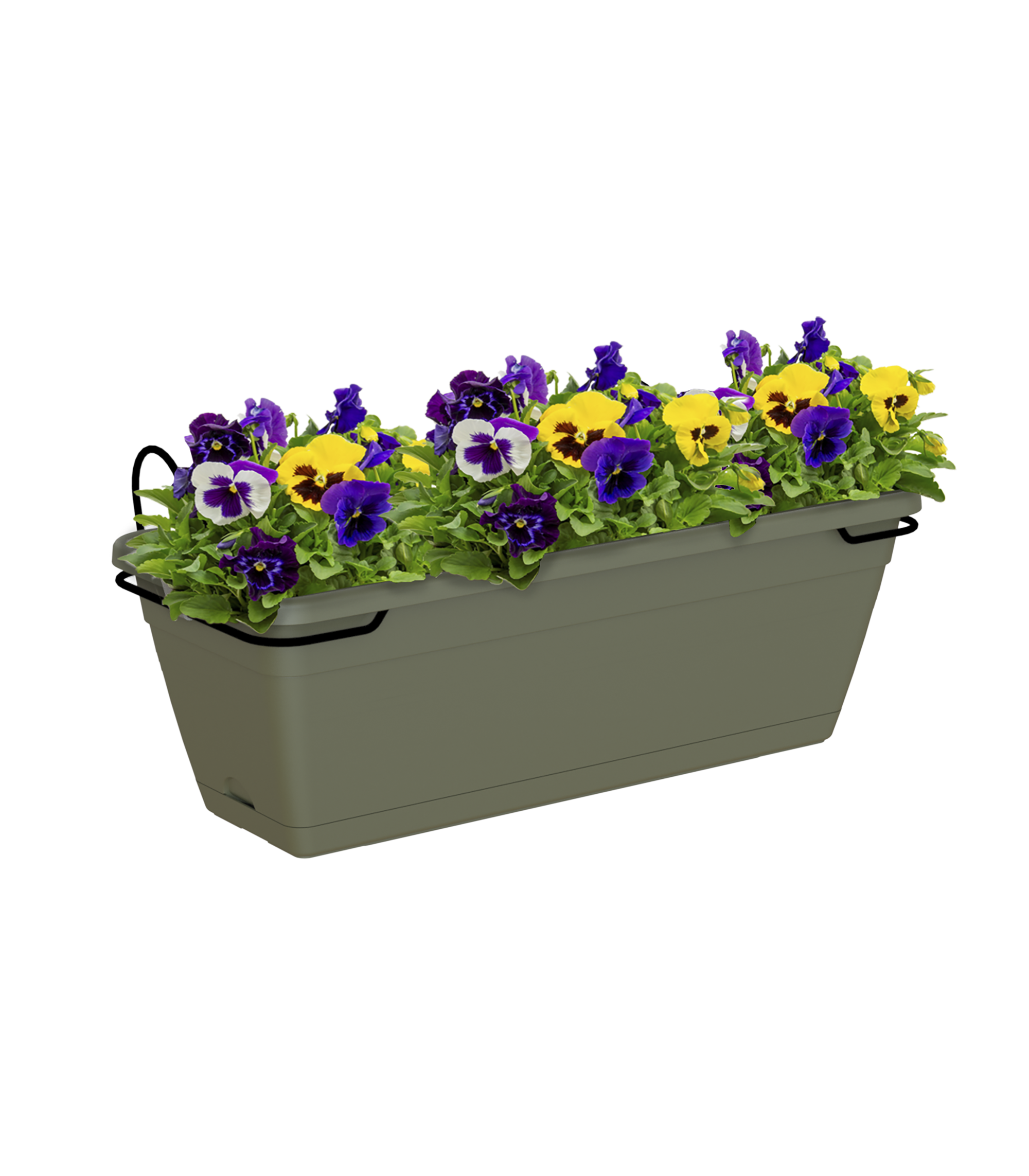 Jardinera auto riego de polipropileno venezia verde 49x19.5x16.6cm