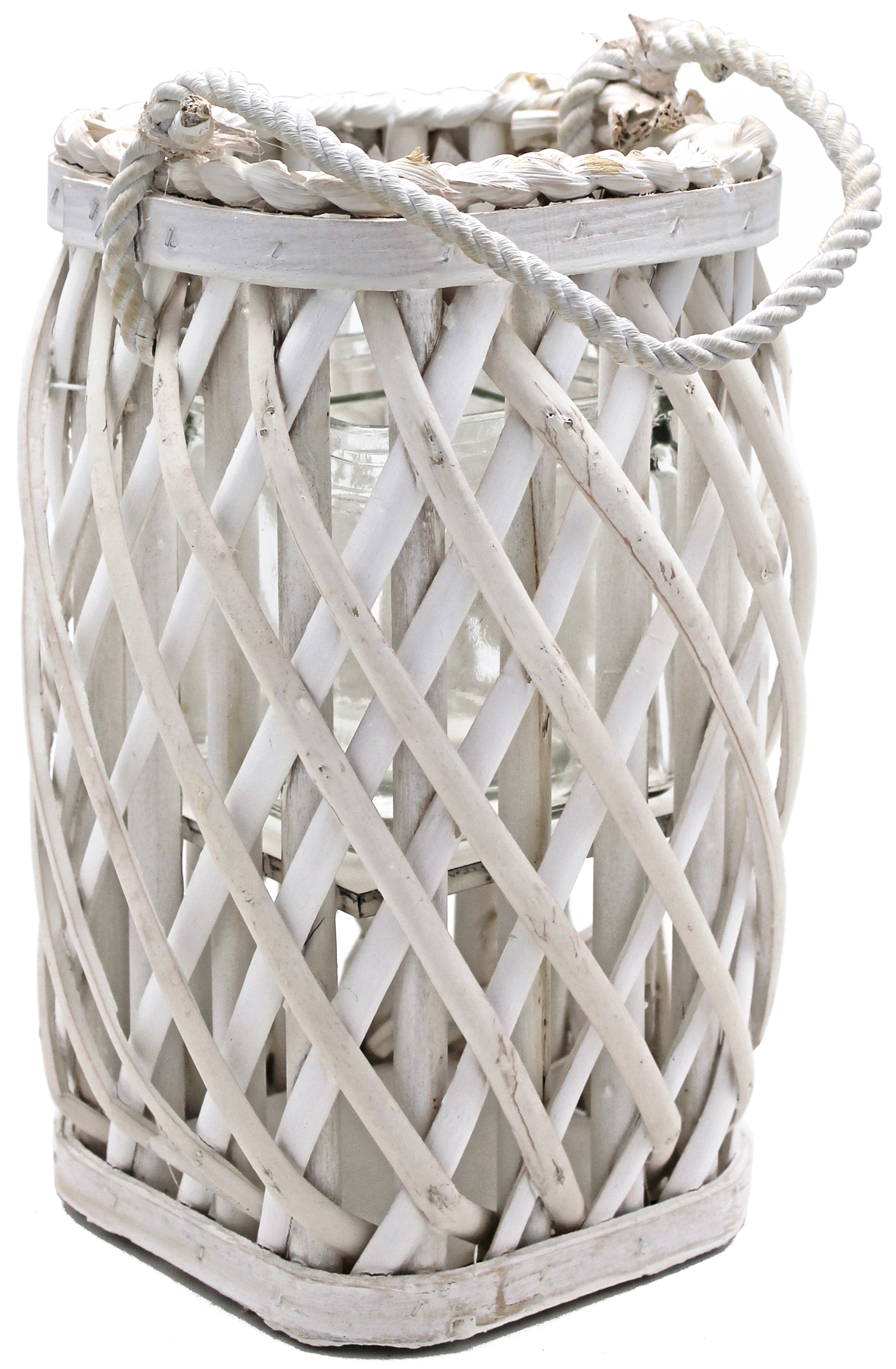 Farolillo de mimbre garden blanco 15.5x24cm