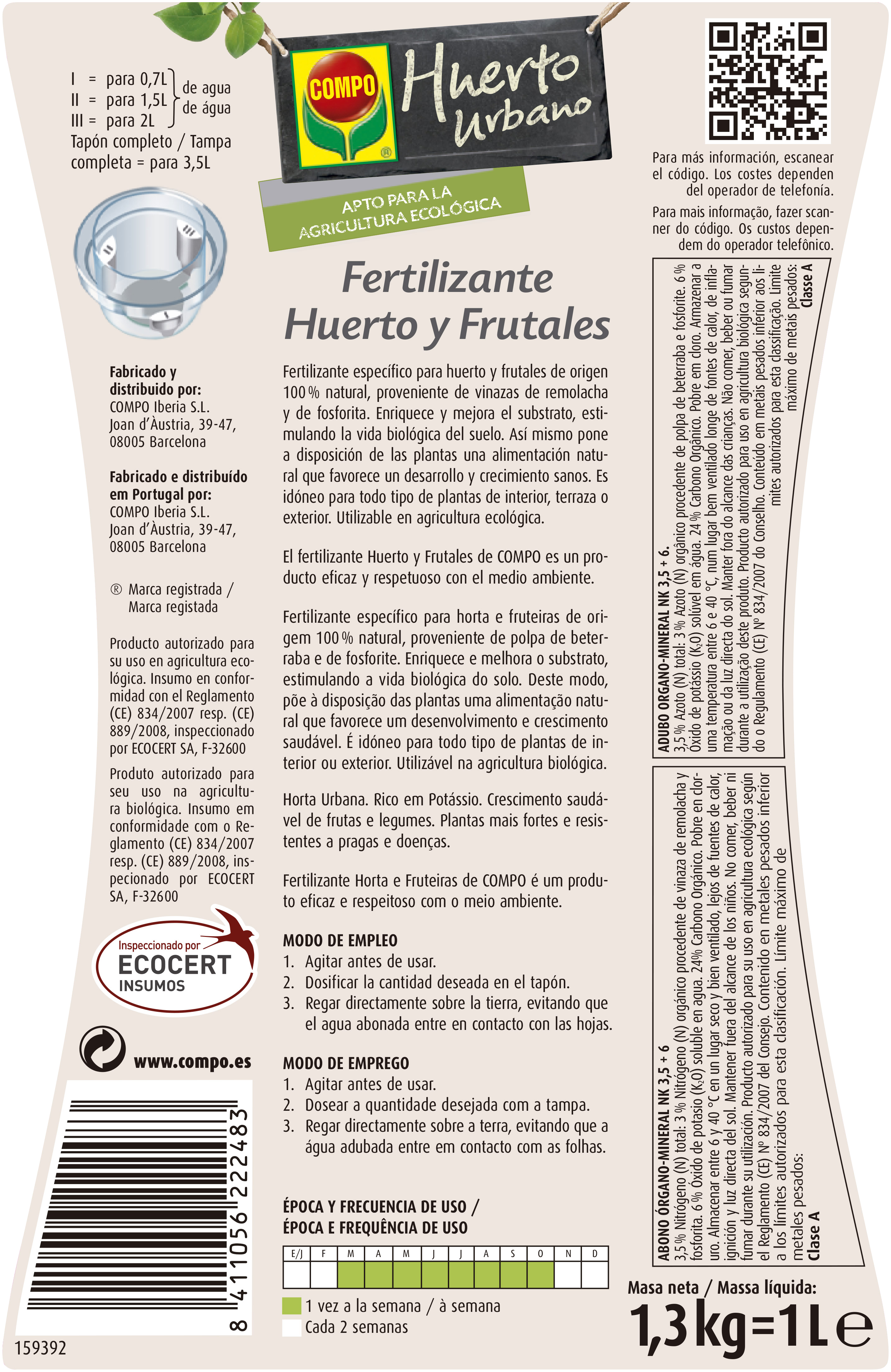 Fertilizante para diluir COMPO para huerto y frutales 1L uso ecológico - 4