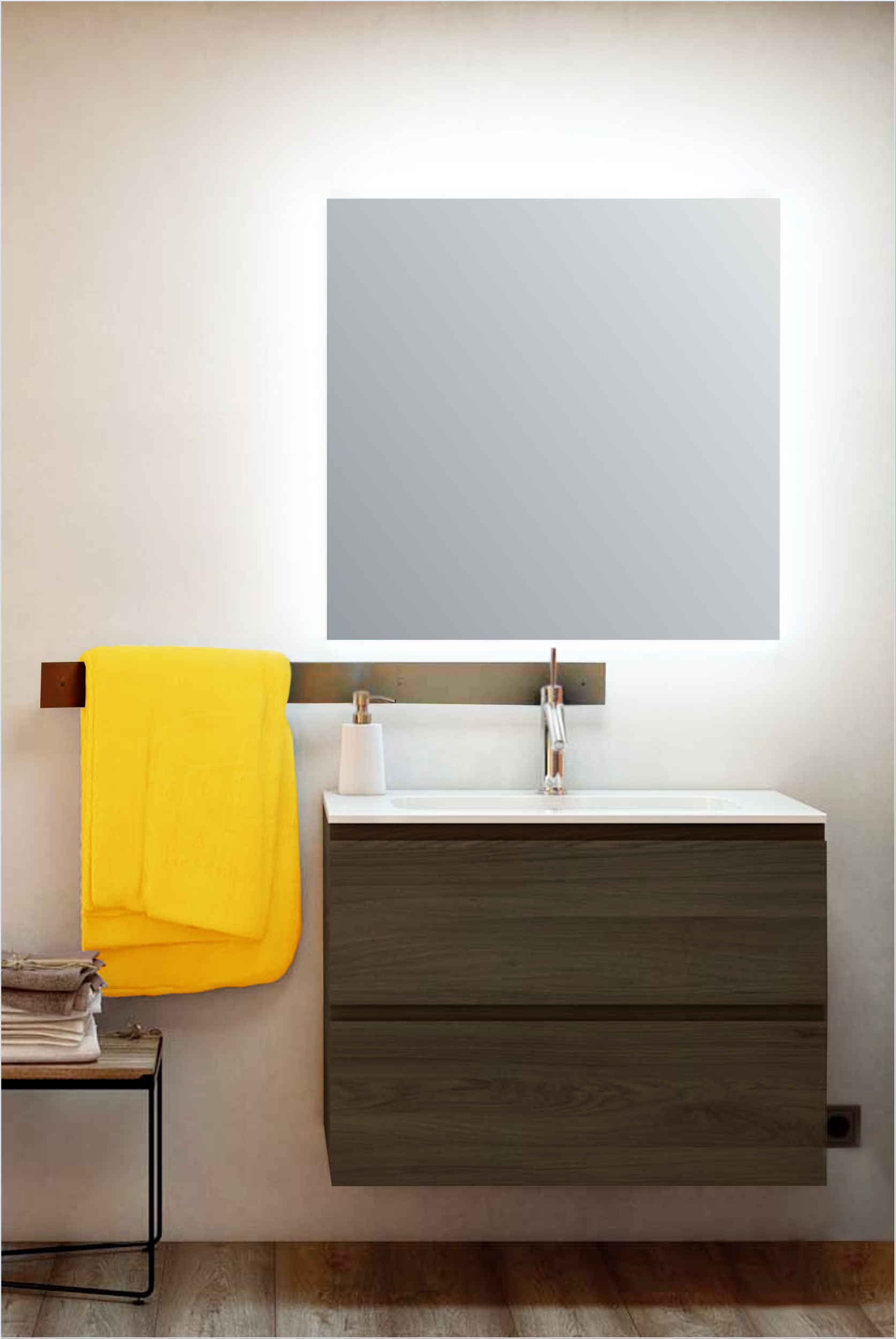 Espejo de baño con luz LED ambiente Bit gris/plata 100x80cm - 3