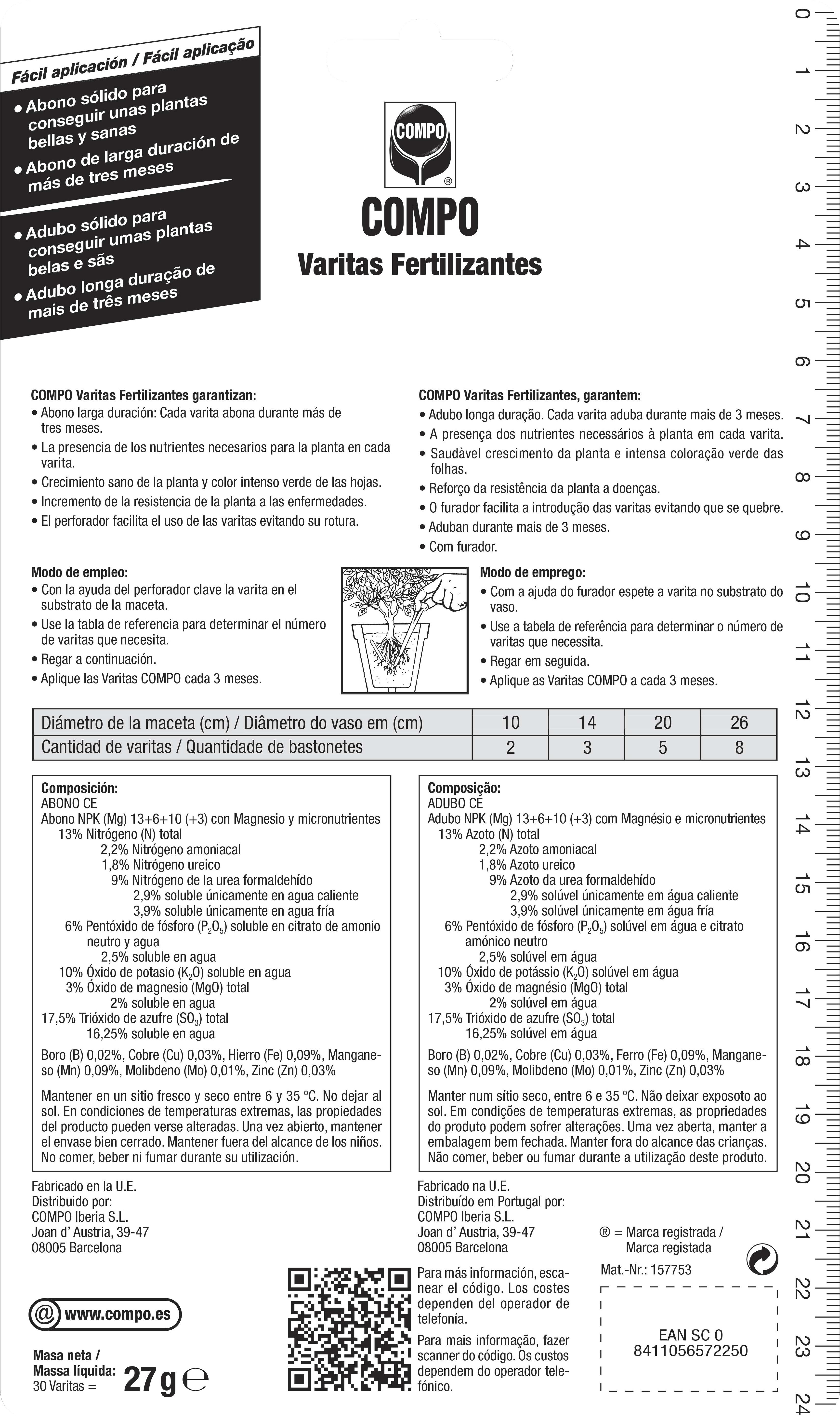 Varitas Fertilizantes COMPO universal para macetas y jardineras 24+6 und gratis - 5