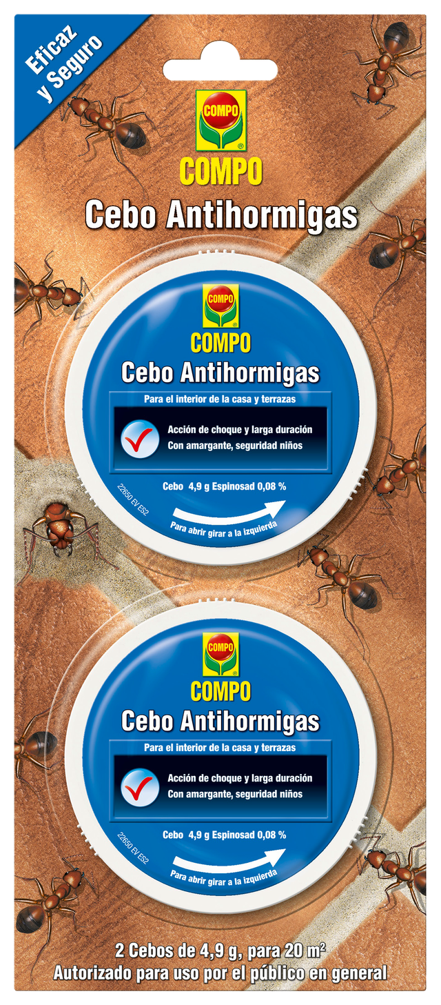 Cebo antihormigas COMPO uso interior y exterior 2 unidades x 5gr