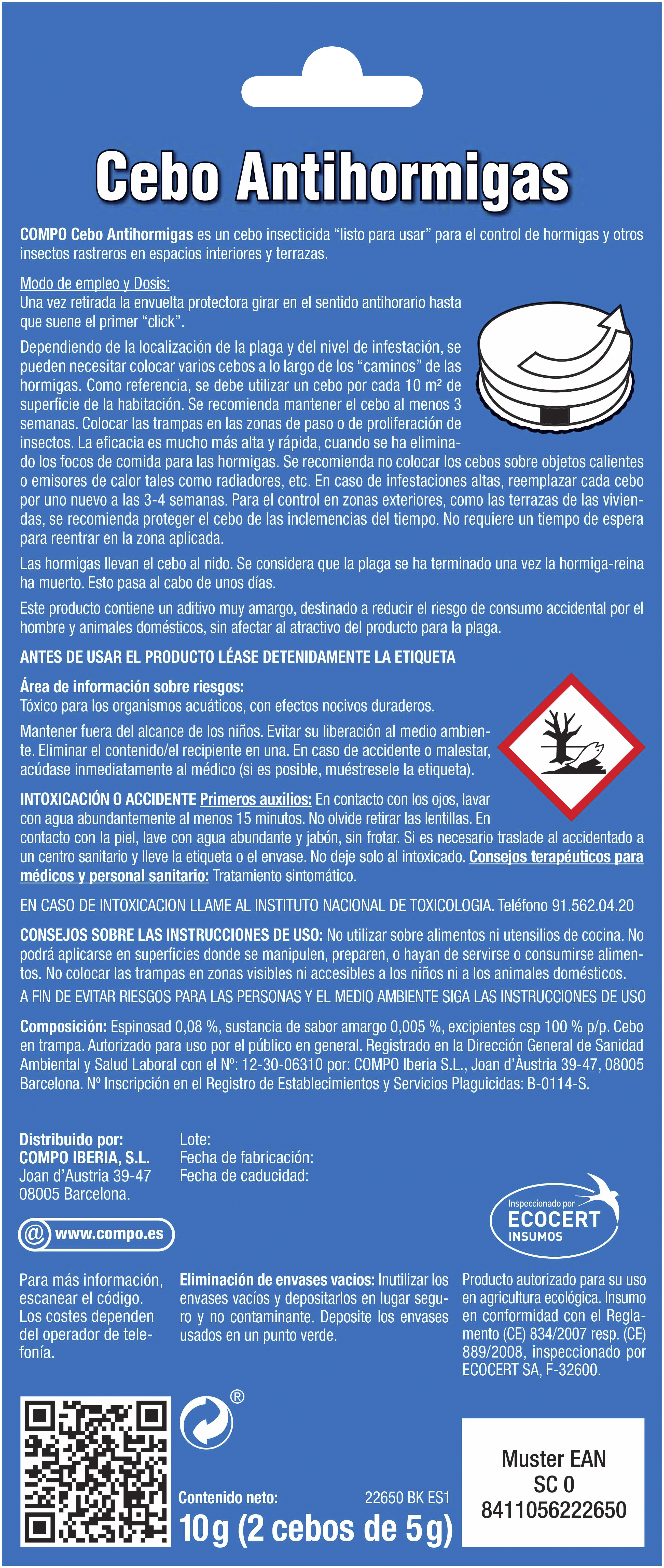 Cebo antihormigas COMPO uso interior y exterior 2 unidades x 5gr - 3