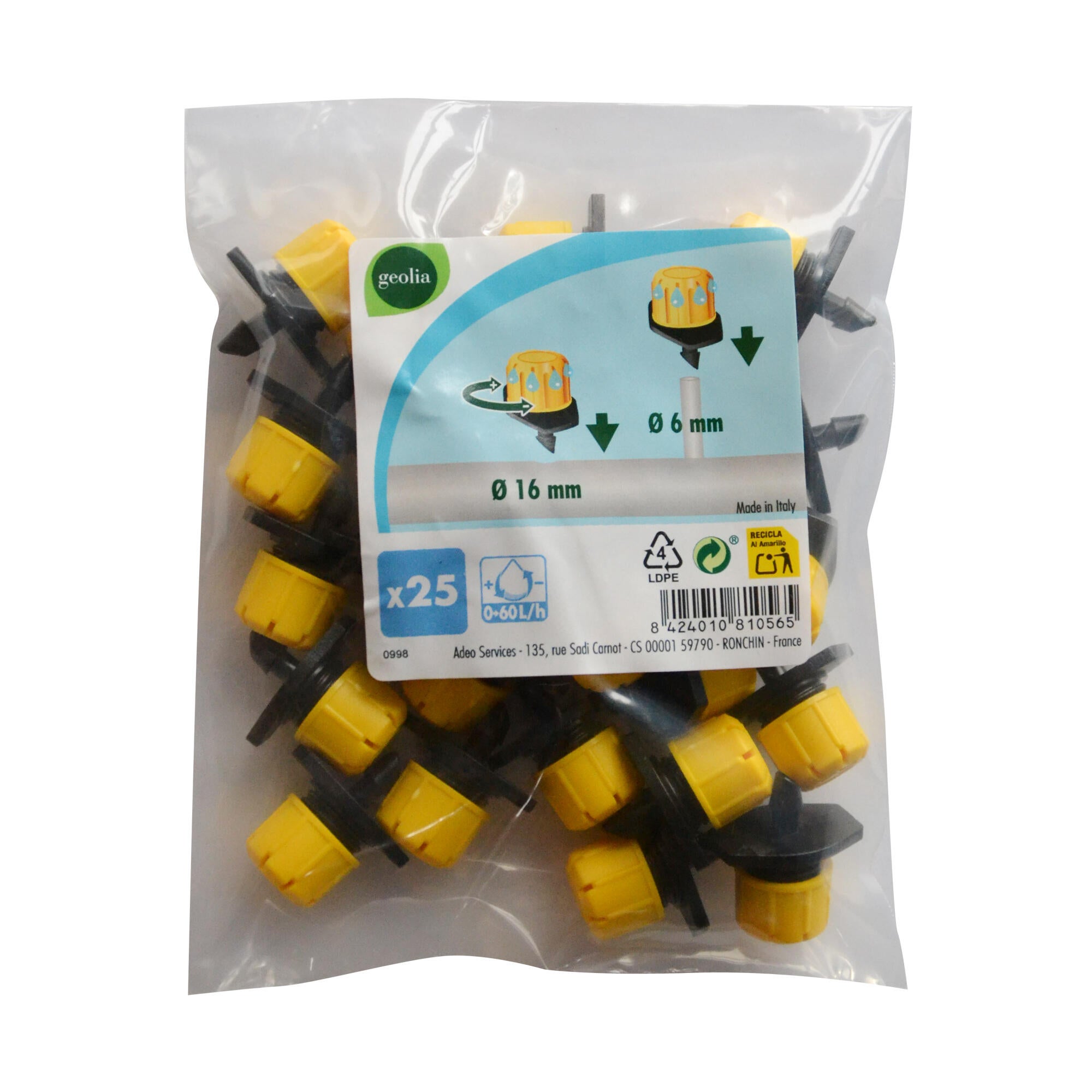 Pack 25 goteros Regulables 0-60 L/H GEOLIA - 2