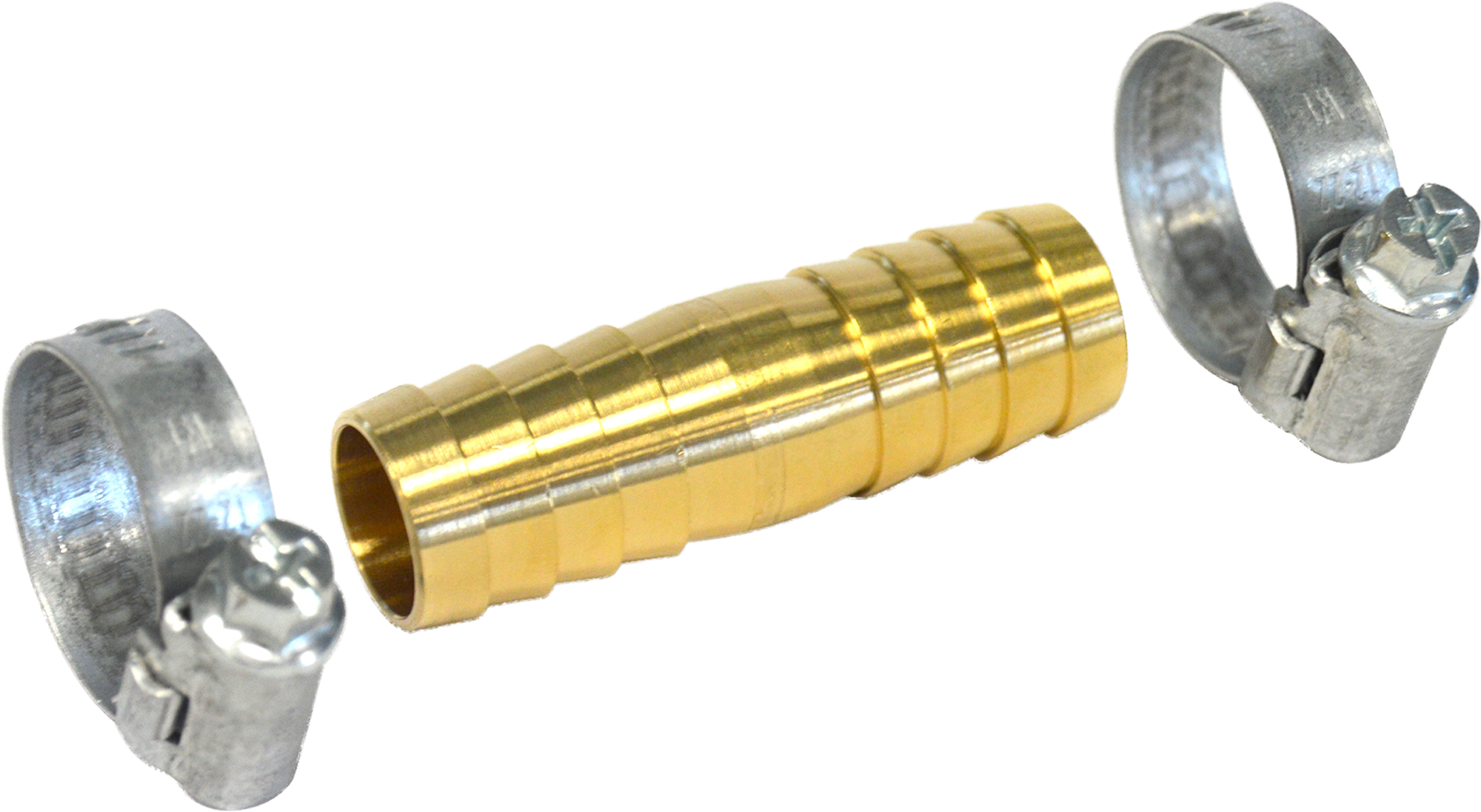 Unión latón para manguera 15 mm con abrazaderas s&m