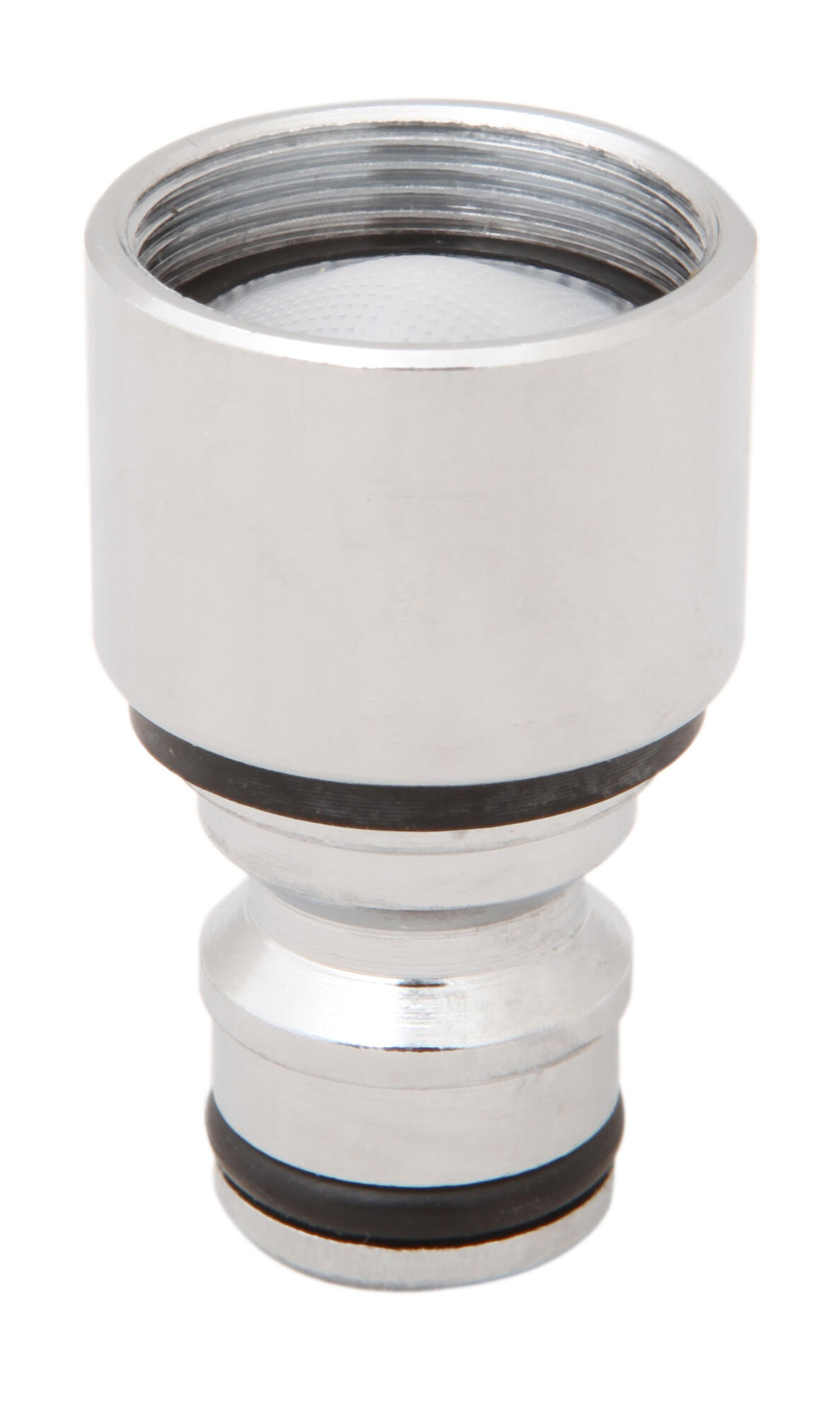Adaptador cromo grifo macho rosca métrica 22/100 , salida automática estándar