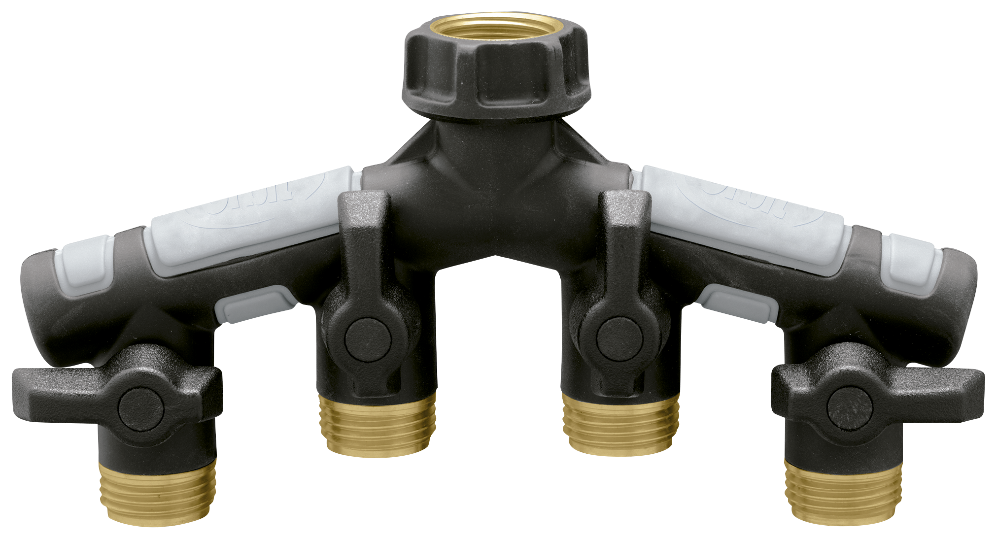 Distribuidor 4 vías rosca hembra 3/4-salidas macho 3/4 c/soporte pared