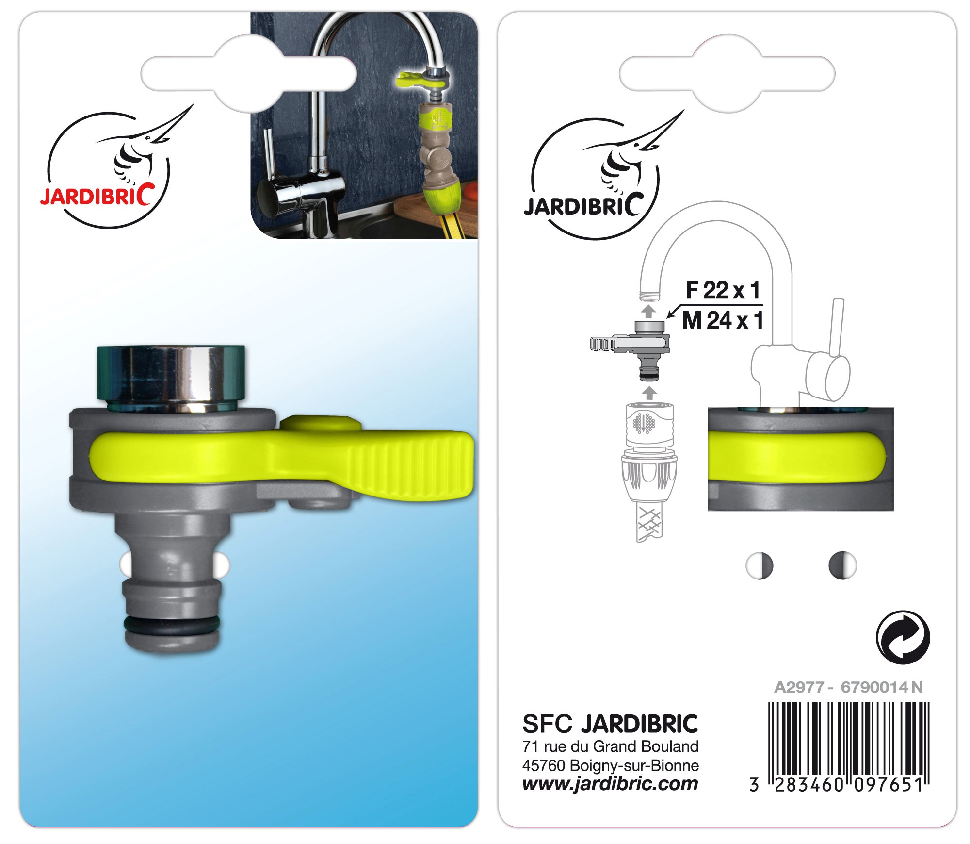 Adaptador de acople rápido a grifo interior con filtro JARDIBRIC H 22x1 M 24x1 - 5