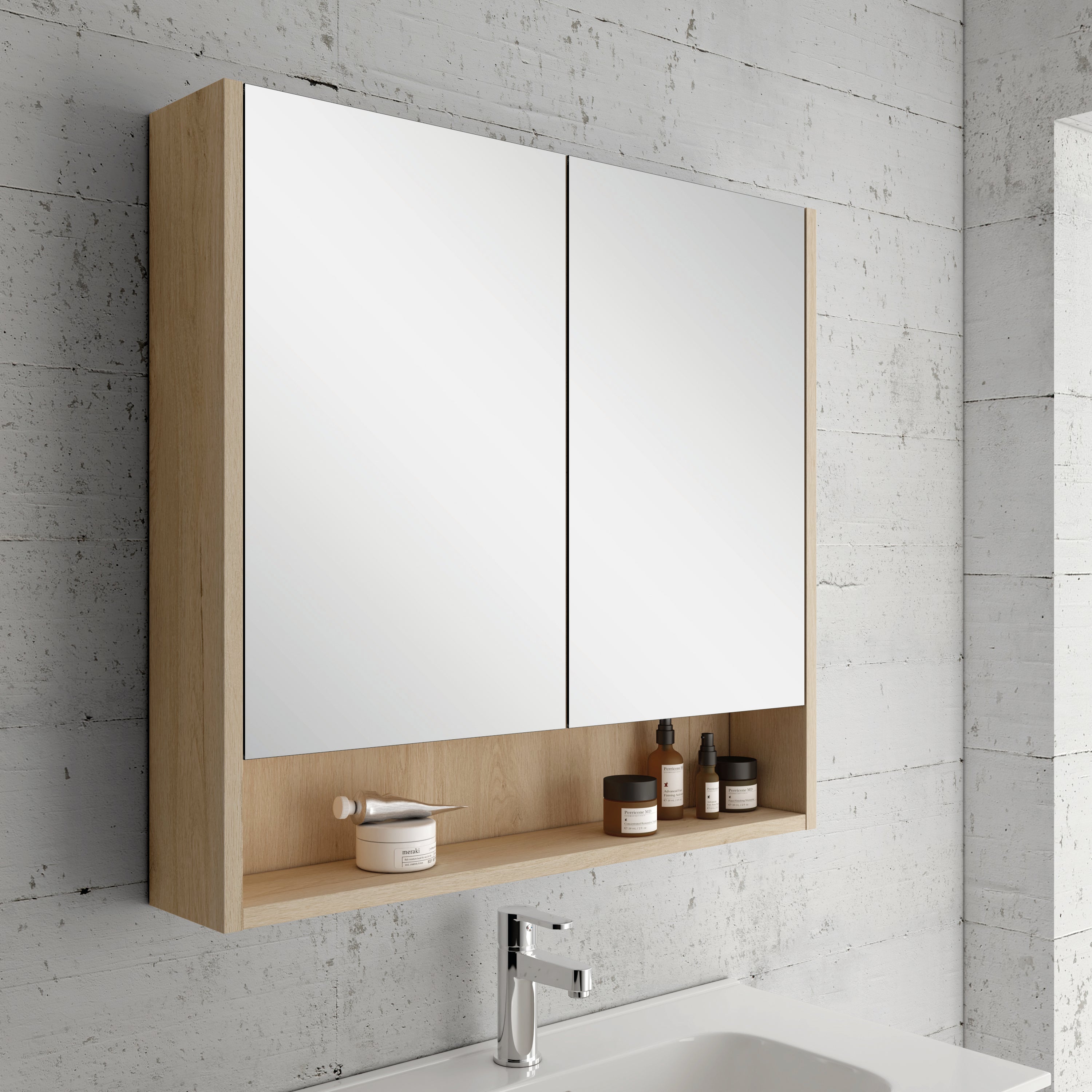 Armario de baño moon roble natural 80x75x13 cm