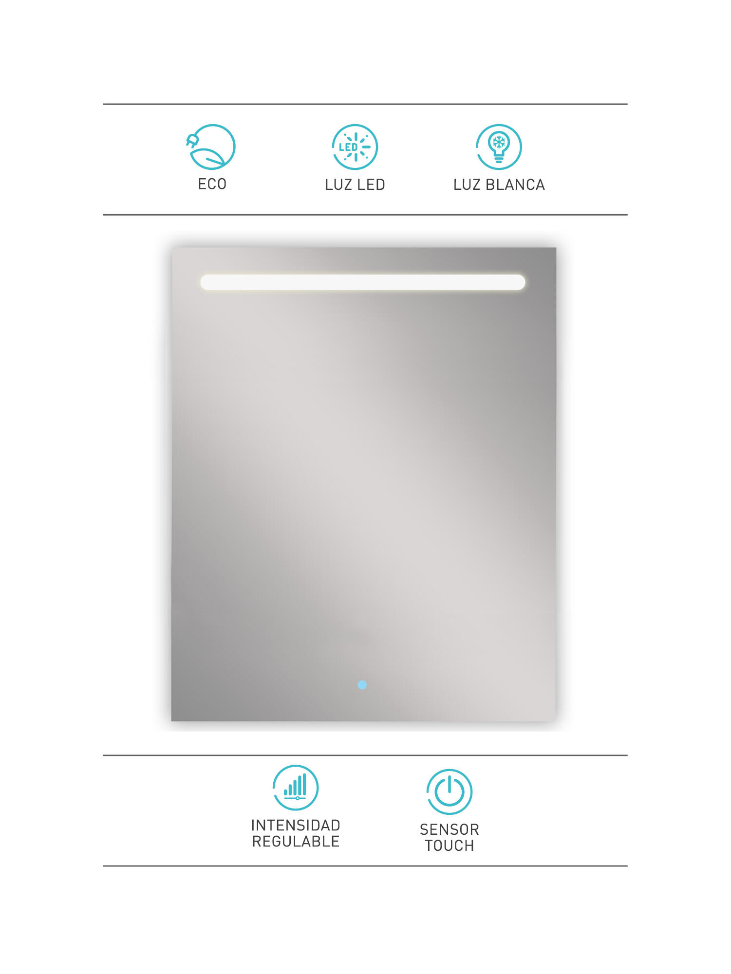 Espejo de baño con luz LED  Push  , táctil 80x100cm - 7