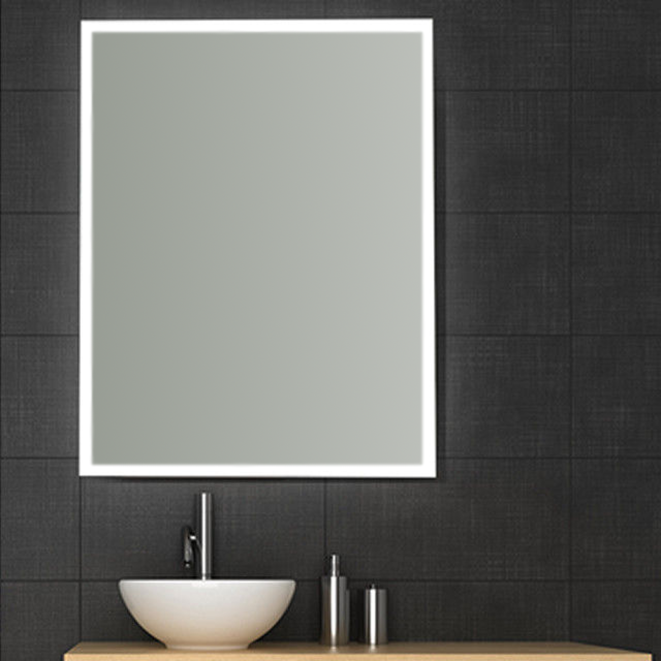 Espejo de baño con luz led ambiente eclipse gris/plata 80x80cm