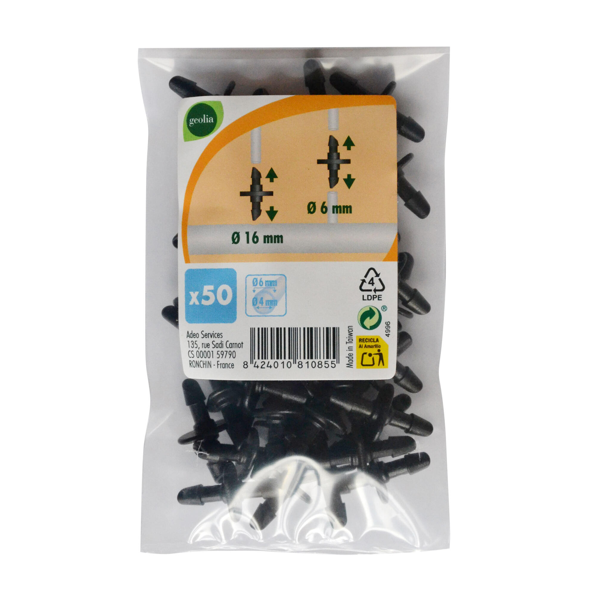 Pack 50 uniones Ø 6 mm GEOLIA para riego por goteo - 4