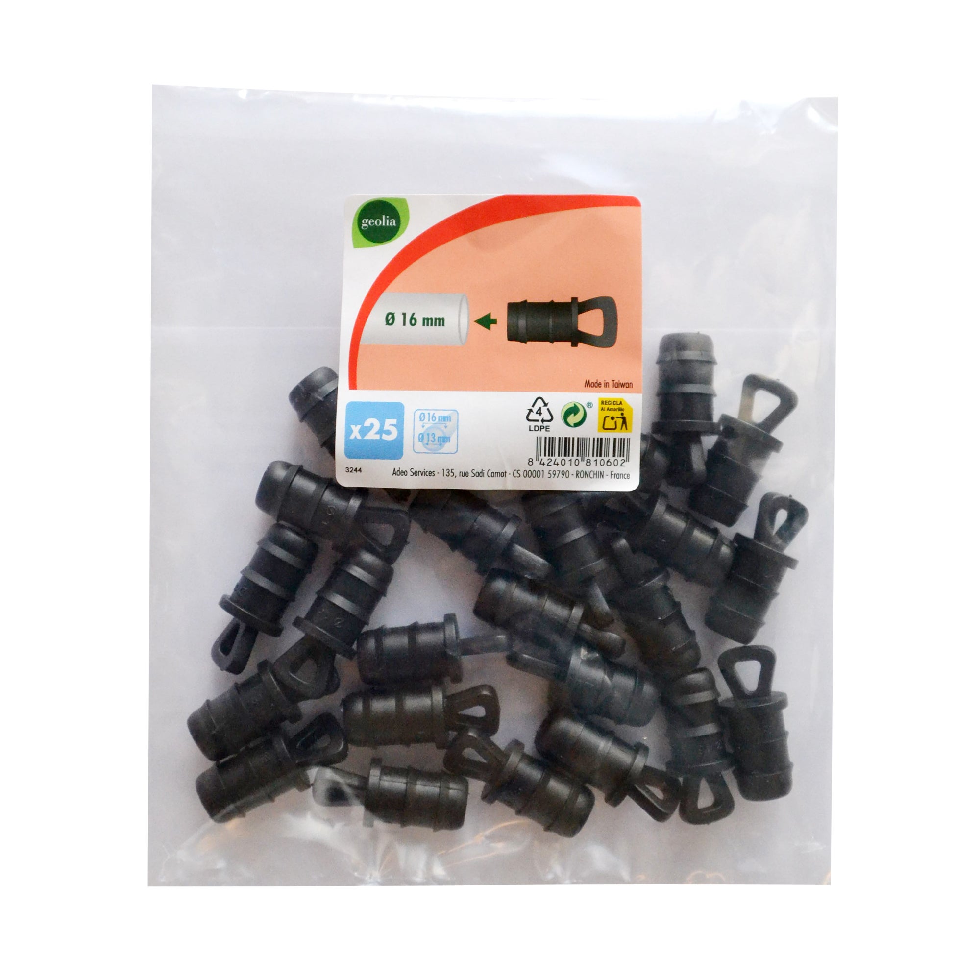 Pack 25 tapones Ø 16 mm GEOLIA para riego por goteo9:56 27/10/2020 - 3