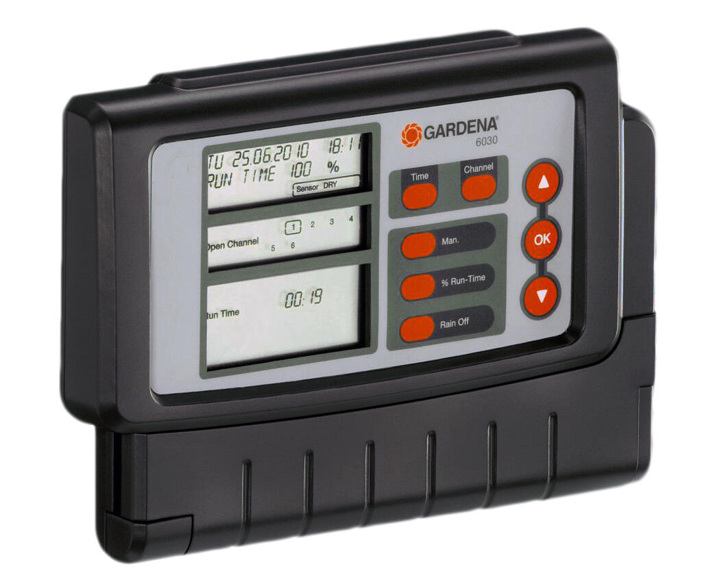 Programador digital gardena 6 zonas para electroválvulas c/sensor de lluvia