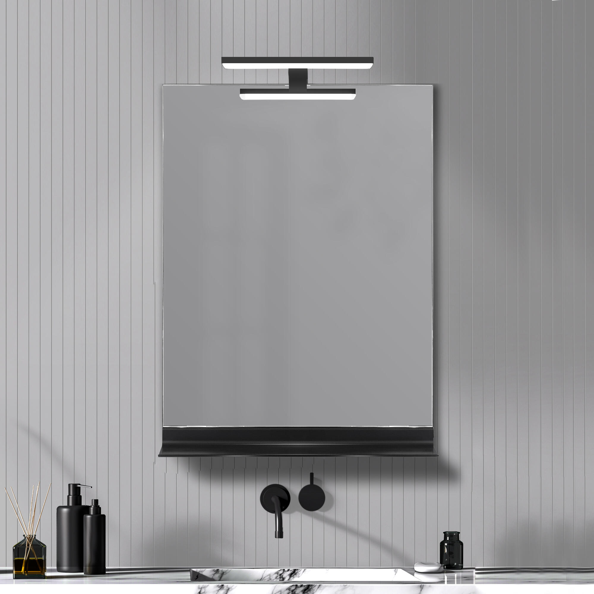 Espejo de baño con luz led black negro 60x80cm