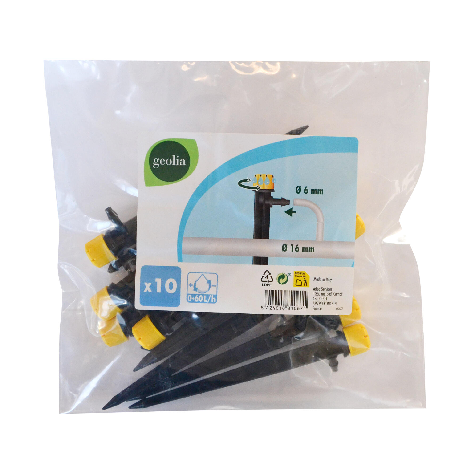 Pack 10 goteros Regulables 0-60 L/H GEOLIA - 4