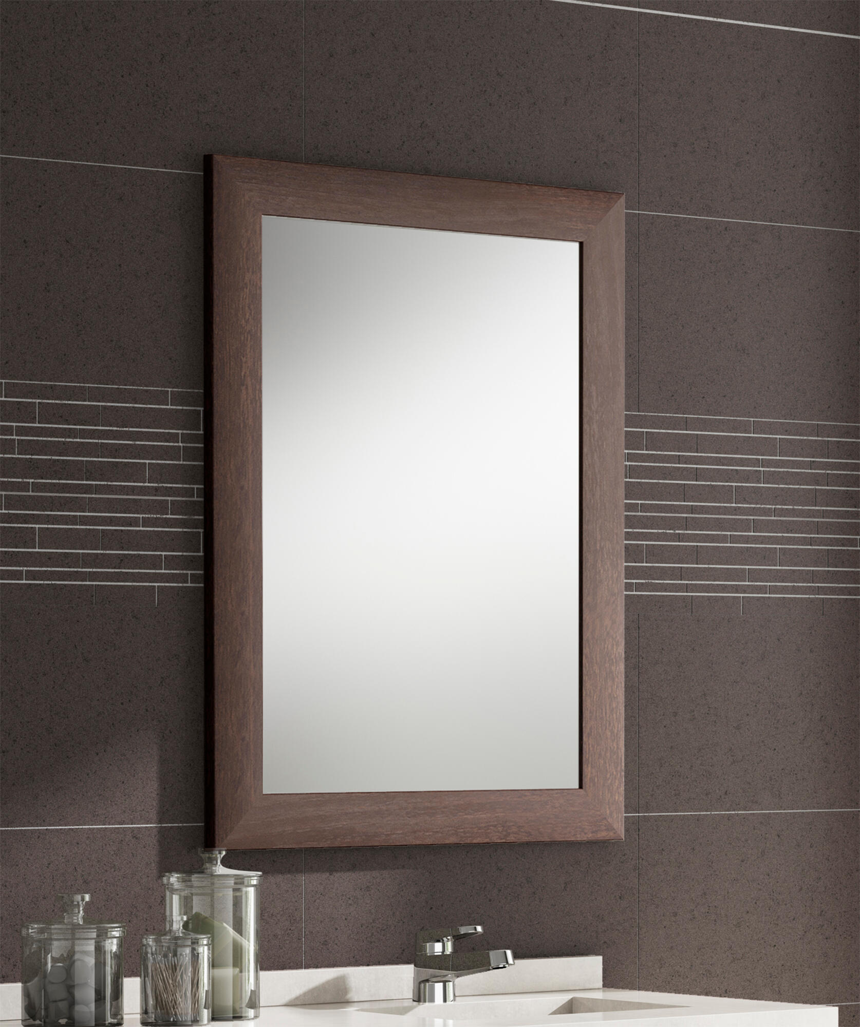 Espejo enmarcado rectangular Roma nogal oscuro  60 x80 cm - 2