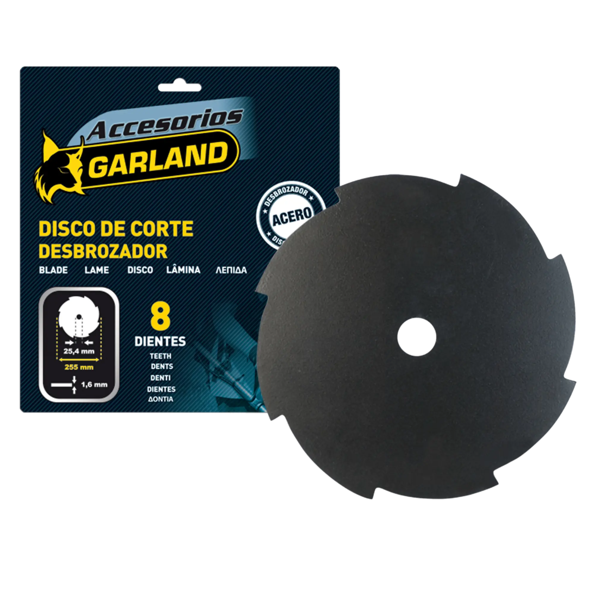 Disco de acero 8 dientes para desbrozadora