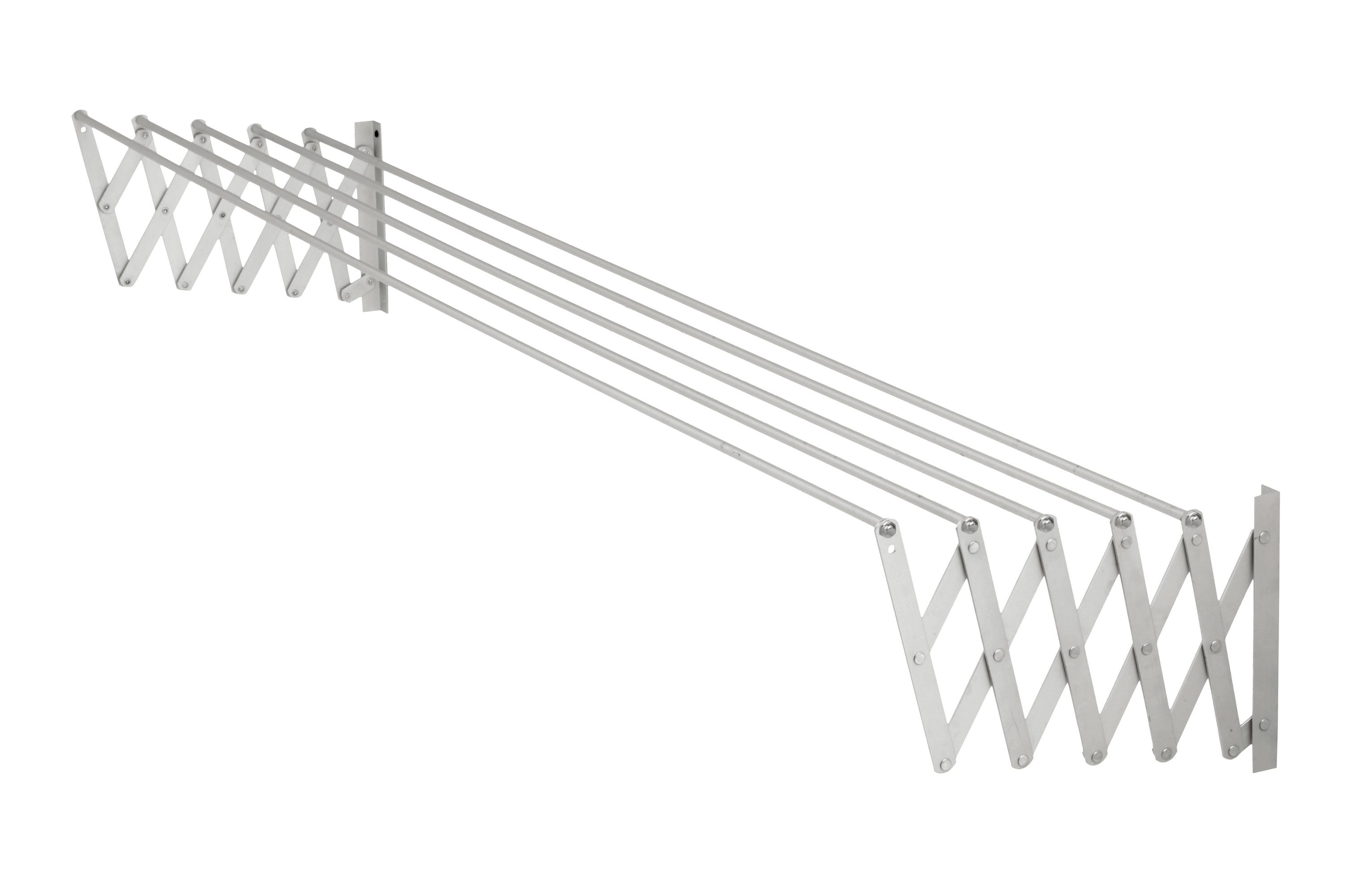Tendedero de pared extensible con 5 barras, 2,5 metros de tendido Tendedero de pared extensible con 5 barras, 2,5 metros de tendido