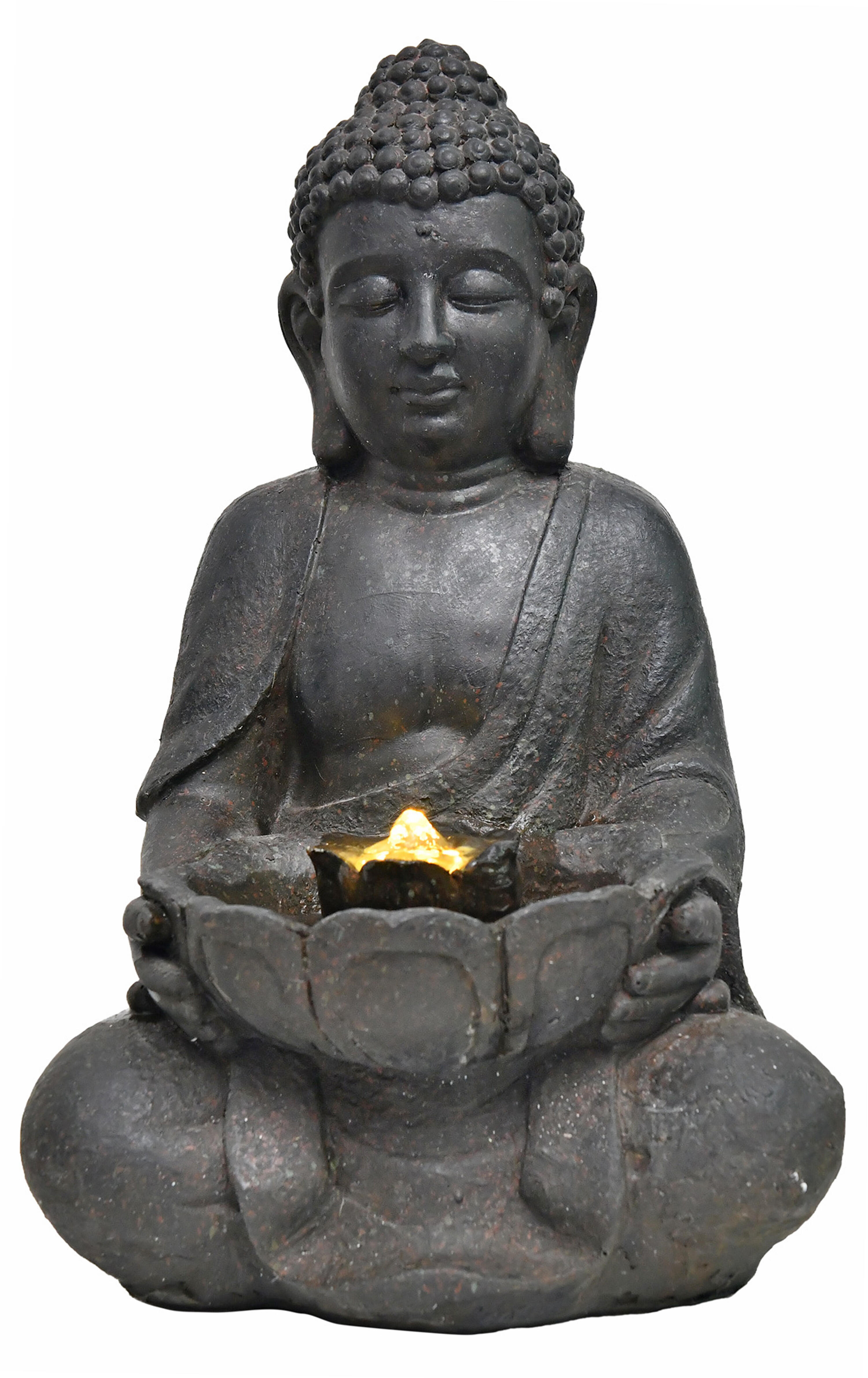 Fuente budha decorativa para exterior de polirresina 31x28x46 cm