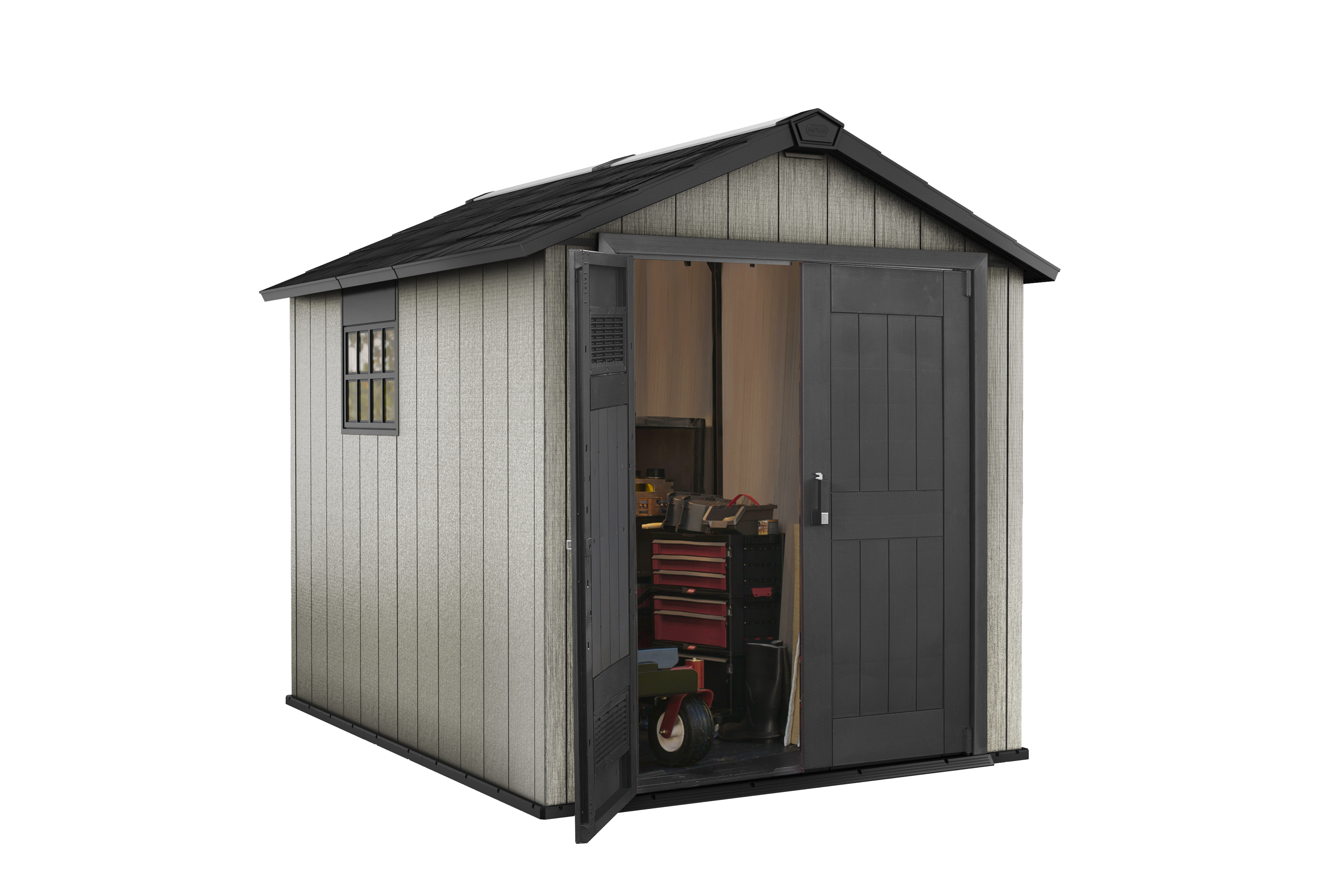 Caseta de resina Oakland de 230x242x287 cm y 5.9 m2 con 20 mm espesor y doble puerta abatible KETER - 7