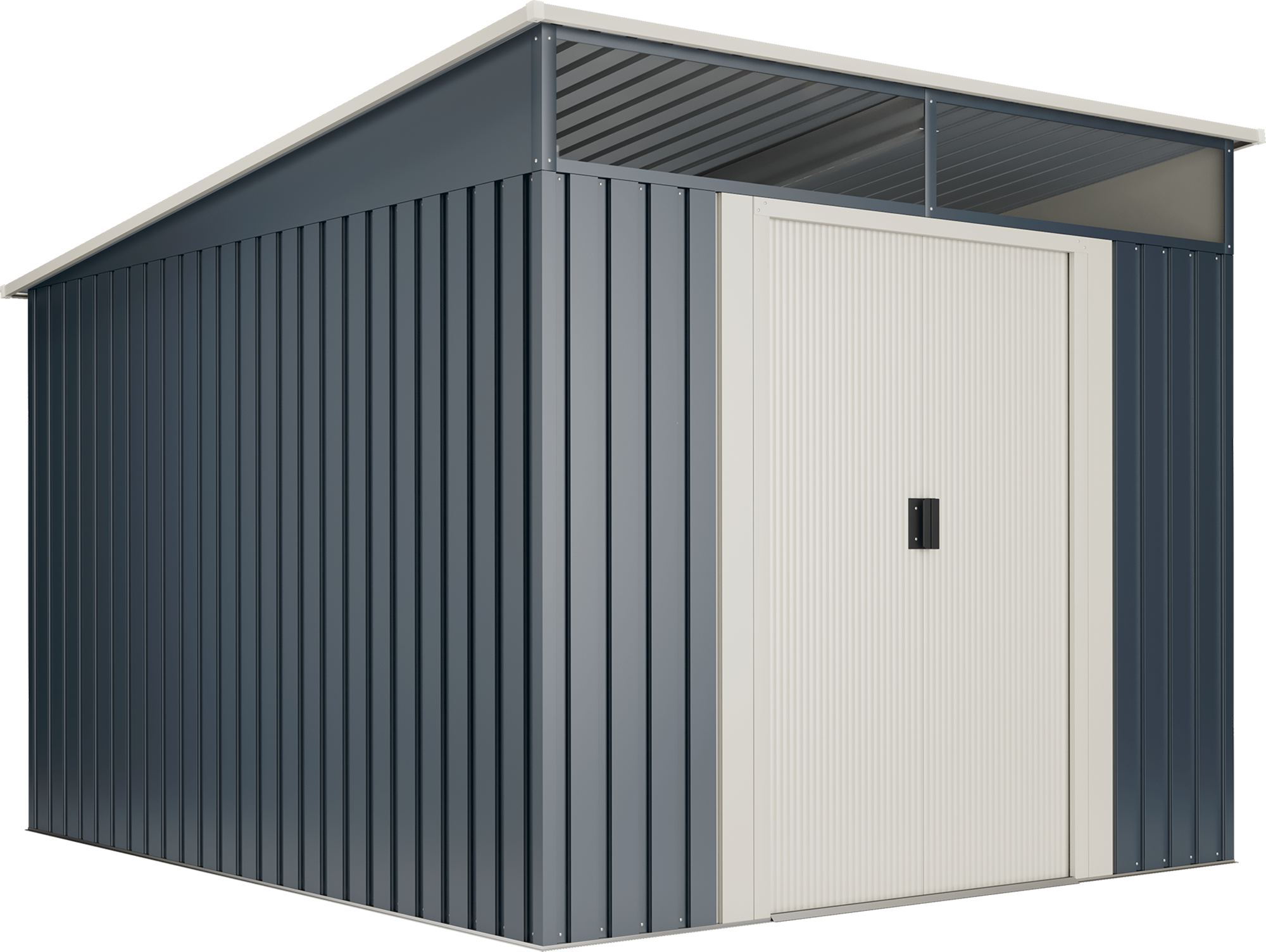 Caseta de acero Slevik II de 238x203x279 cm y 6.6 m2 con 0.25 mm espesor y doble puerta corredera HOGGAR - 9