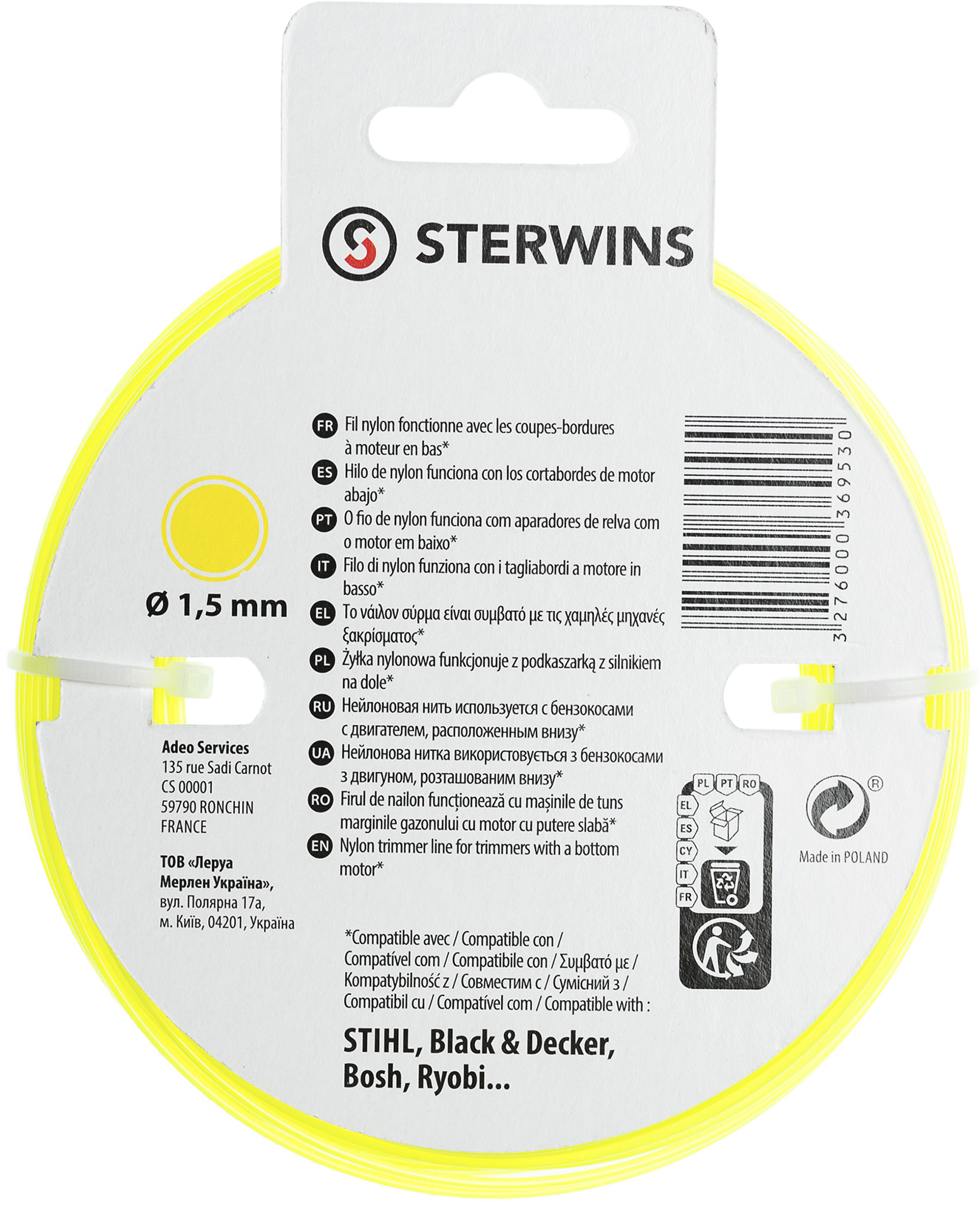 Fio de nylon redondo STERWINS 1.5MMX45M - 2