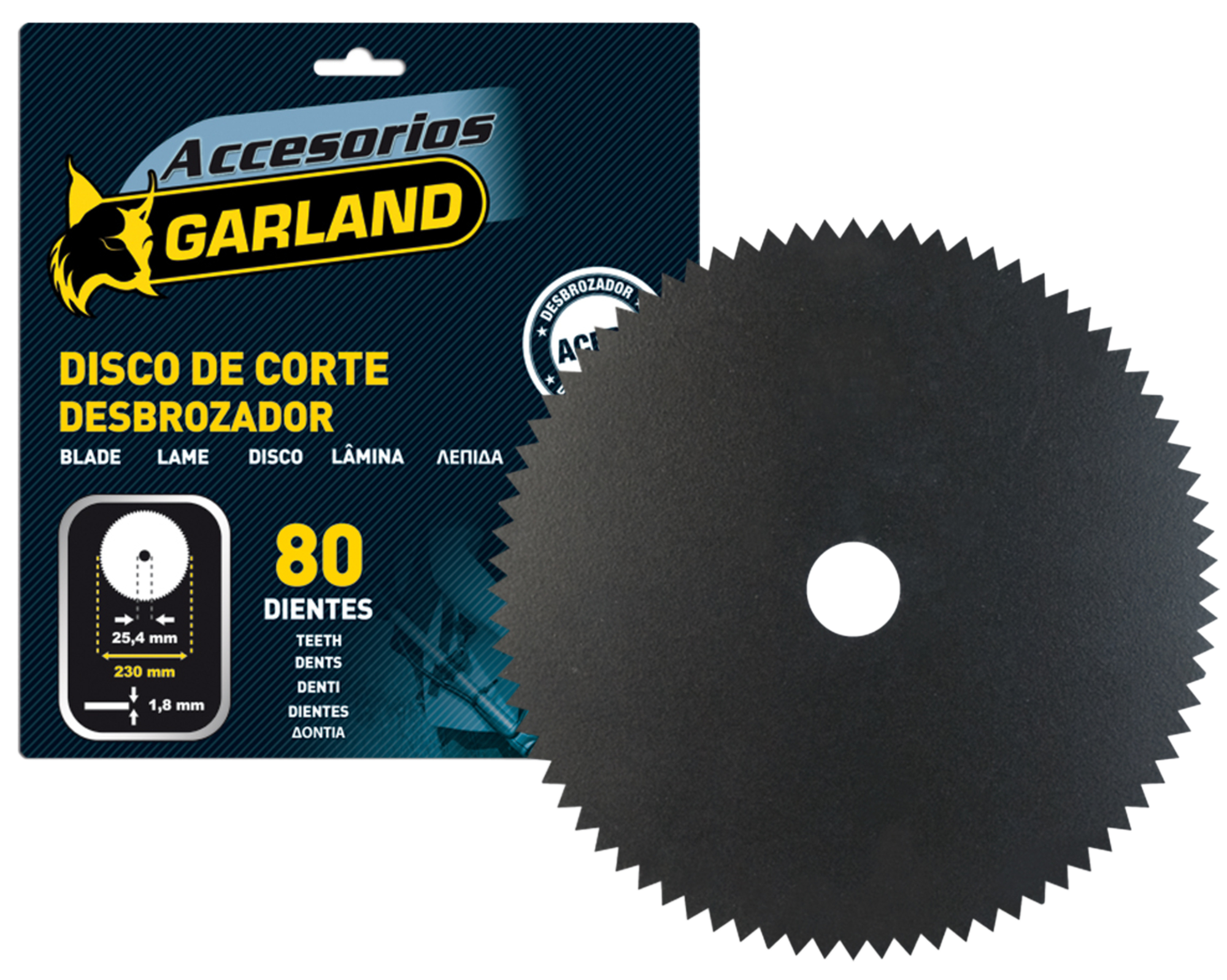 Disco de acero 80 dientes garland para desbrozadora 230 mm