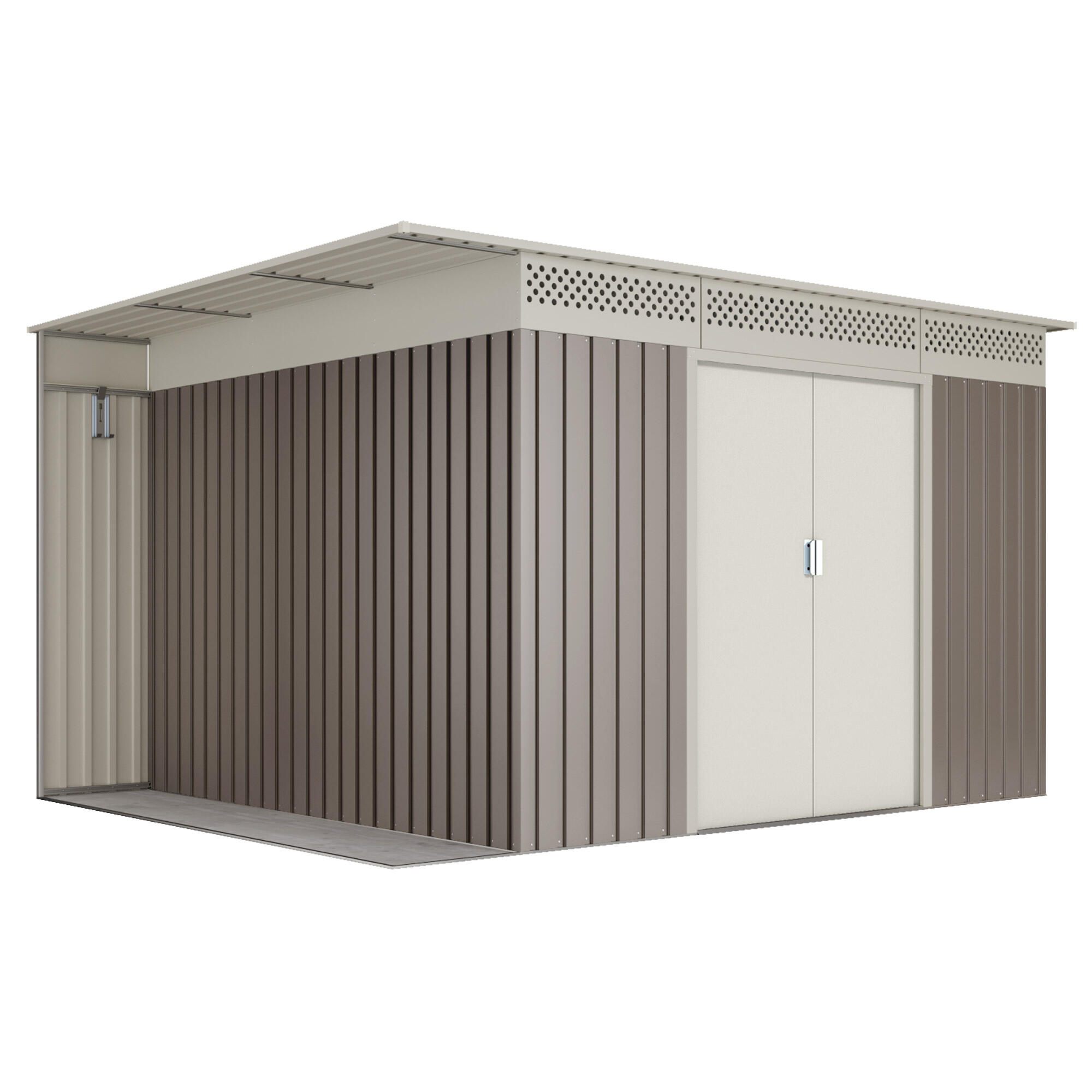 Caseta de metal OREBRO de 333x189x269 cm y 8.96 m2 con 0.25 mm espesor y doble puerta corredera HOGGAR - 6