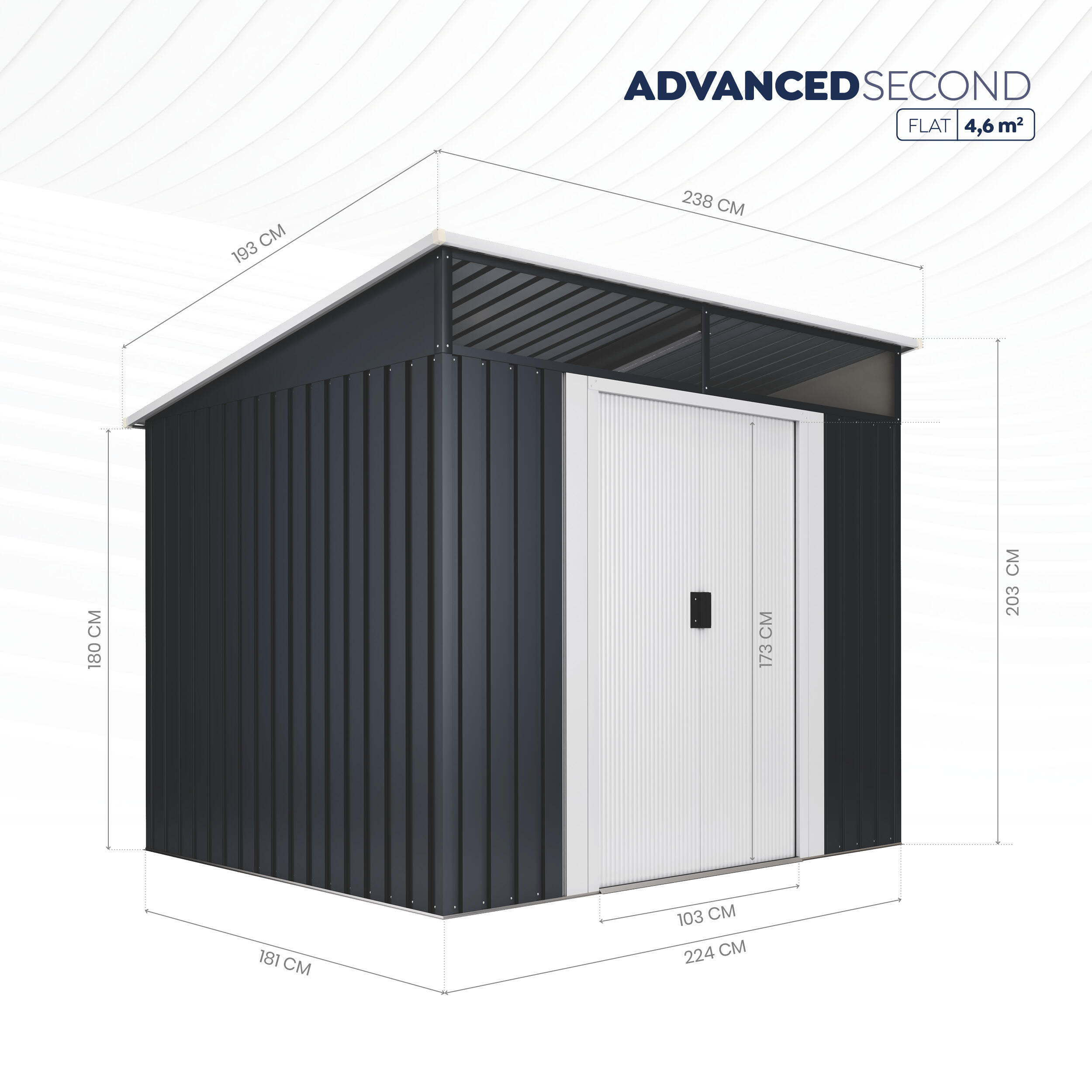 Caseta de metal Advanced Second de 215x190x190 cm y 4.1 m2 con 0.25 mm espesor y doble puerta corredera HOGGAR - 10