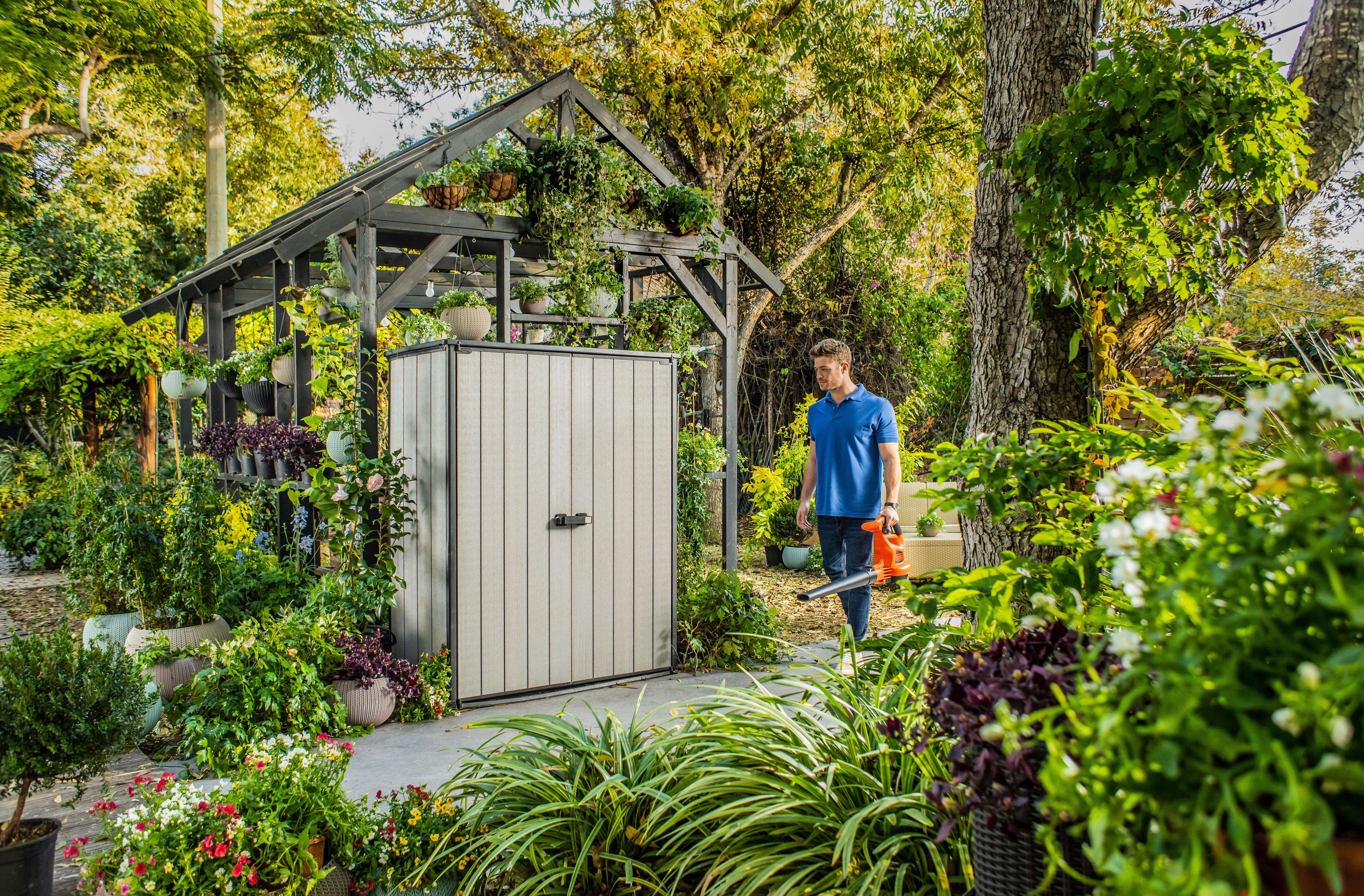 Box portattrezzi in polipropilene KETER HIGH STORE + L 140 x P 73.6 x H 170.4 cm GRIGIO - 4