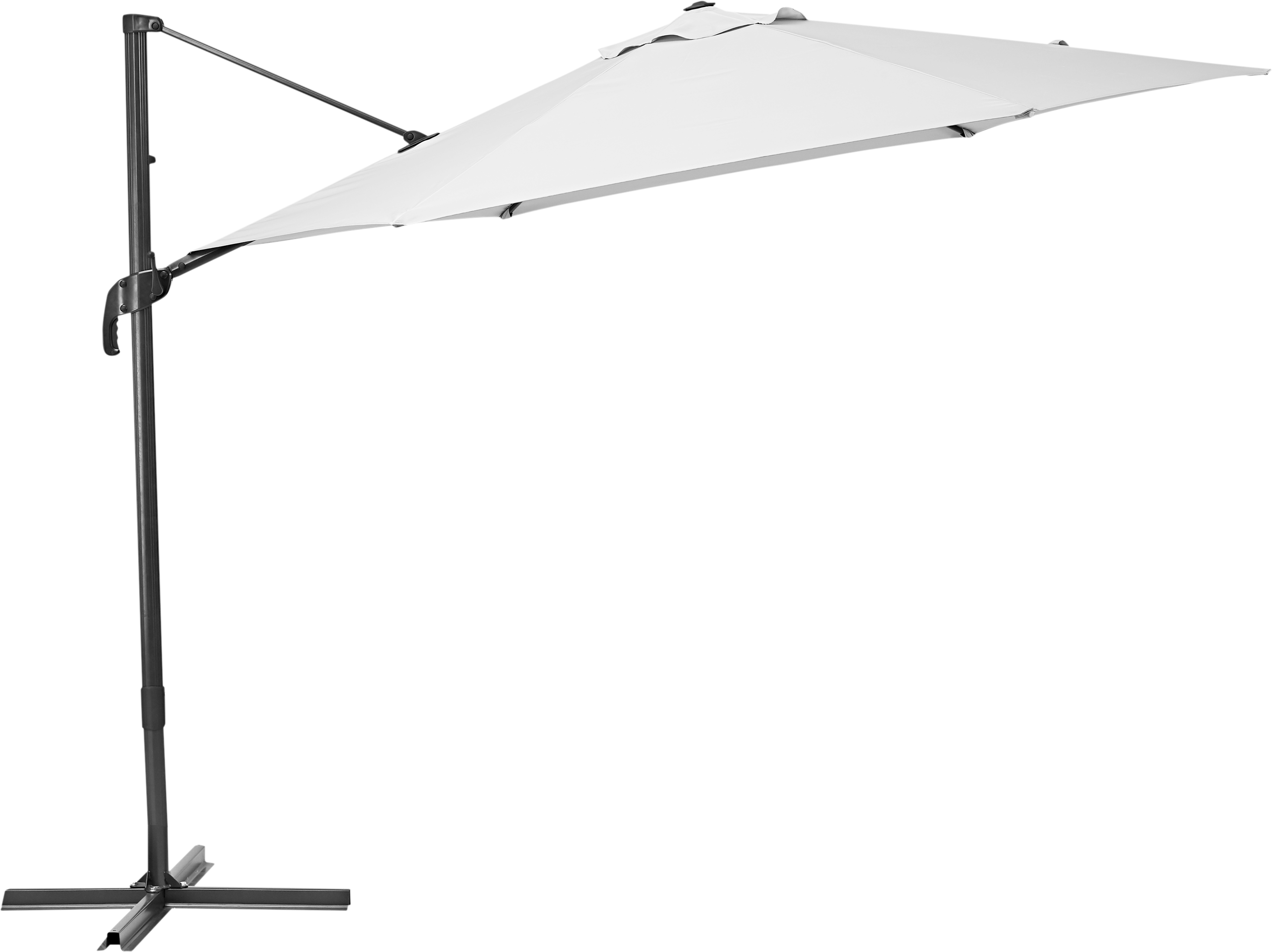 Parasol hexagonal de aluminio / acero naterial avea blanco ø 289 cm + 4 pies de parasol gomo cuadrado de cemento de 26 kg