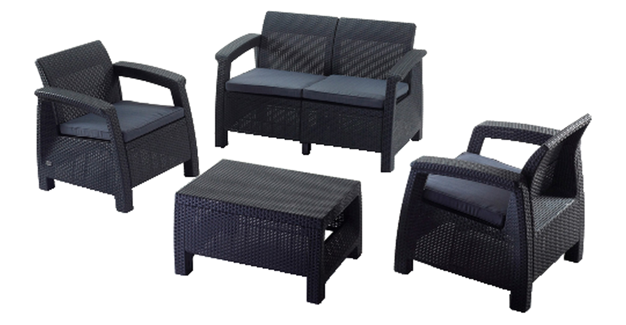 Conjunto jardim relax resina sofá mesa antracite 4 lugares Corfu Keter - 3