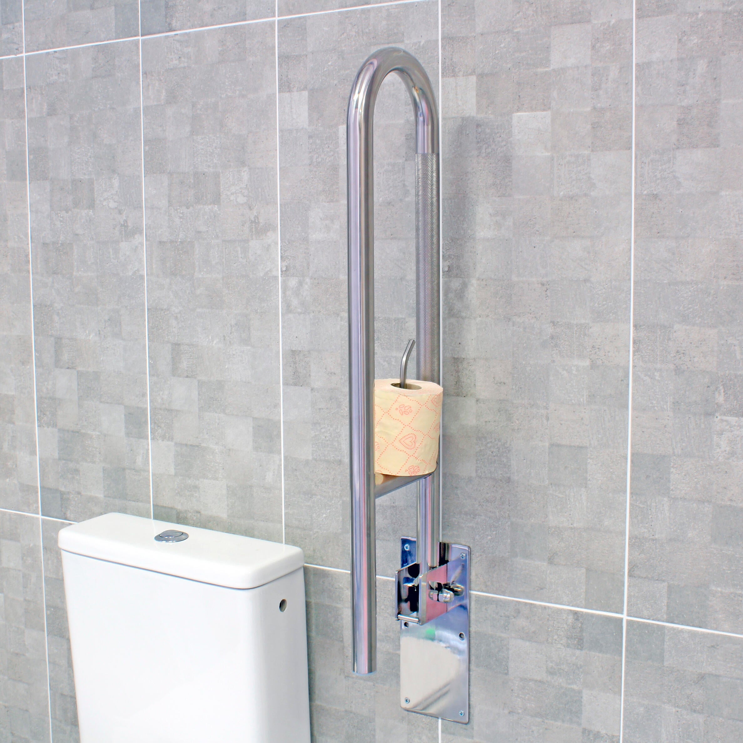 Barra de apoio aço antideslizante inox cromado 73x3 cm - 6