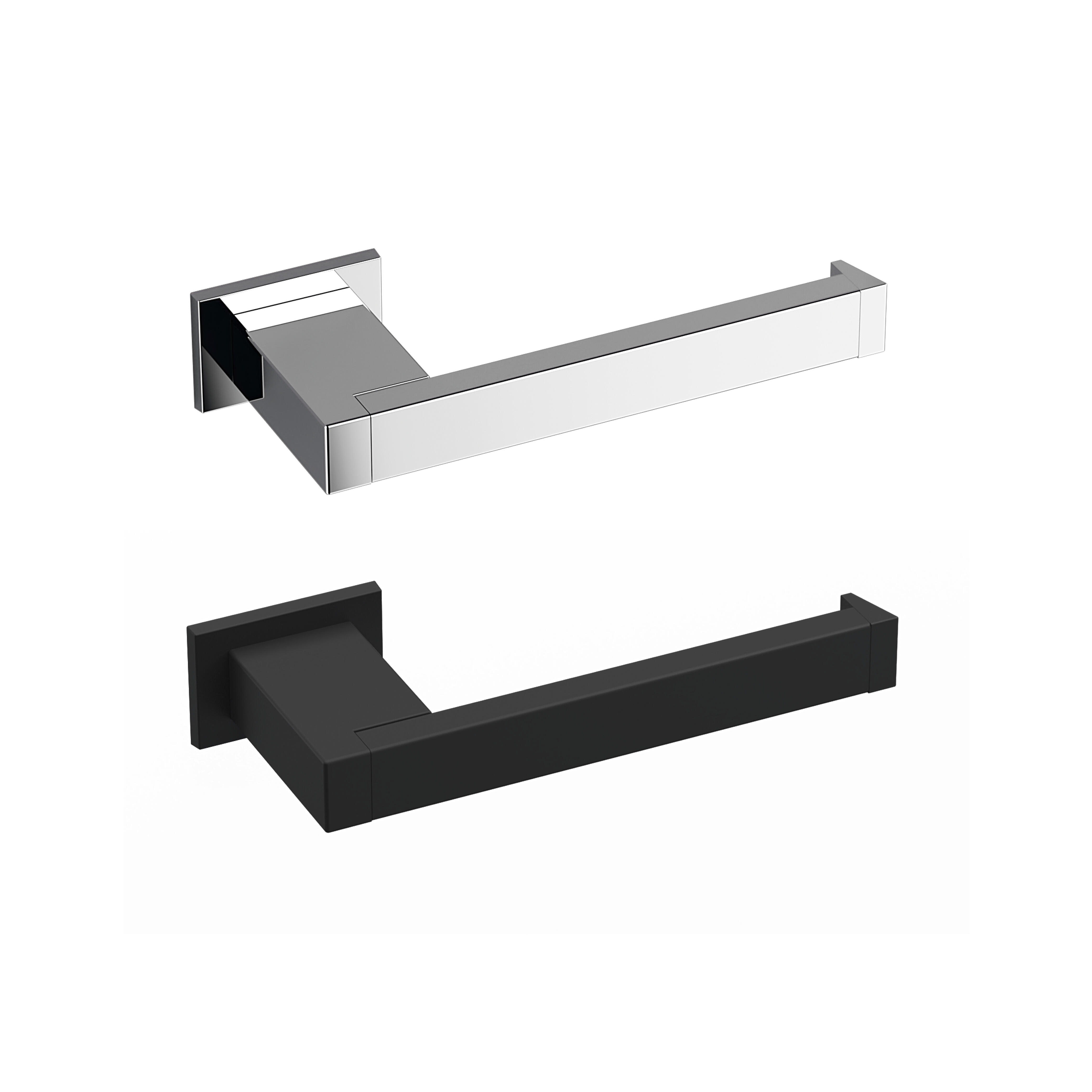 Portarrollos de papel higiénico Kubo negro adheviso o para atornillar - 7