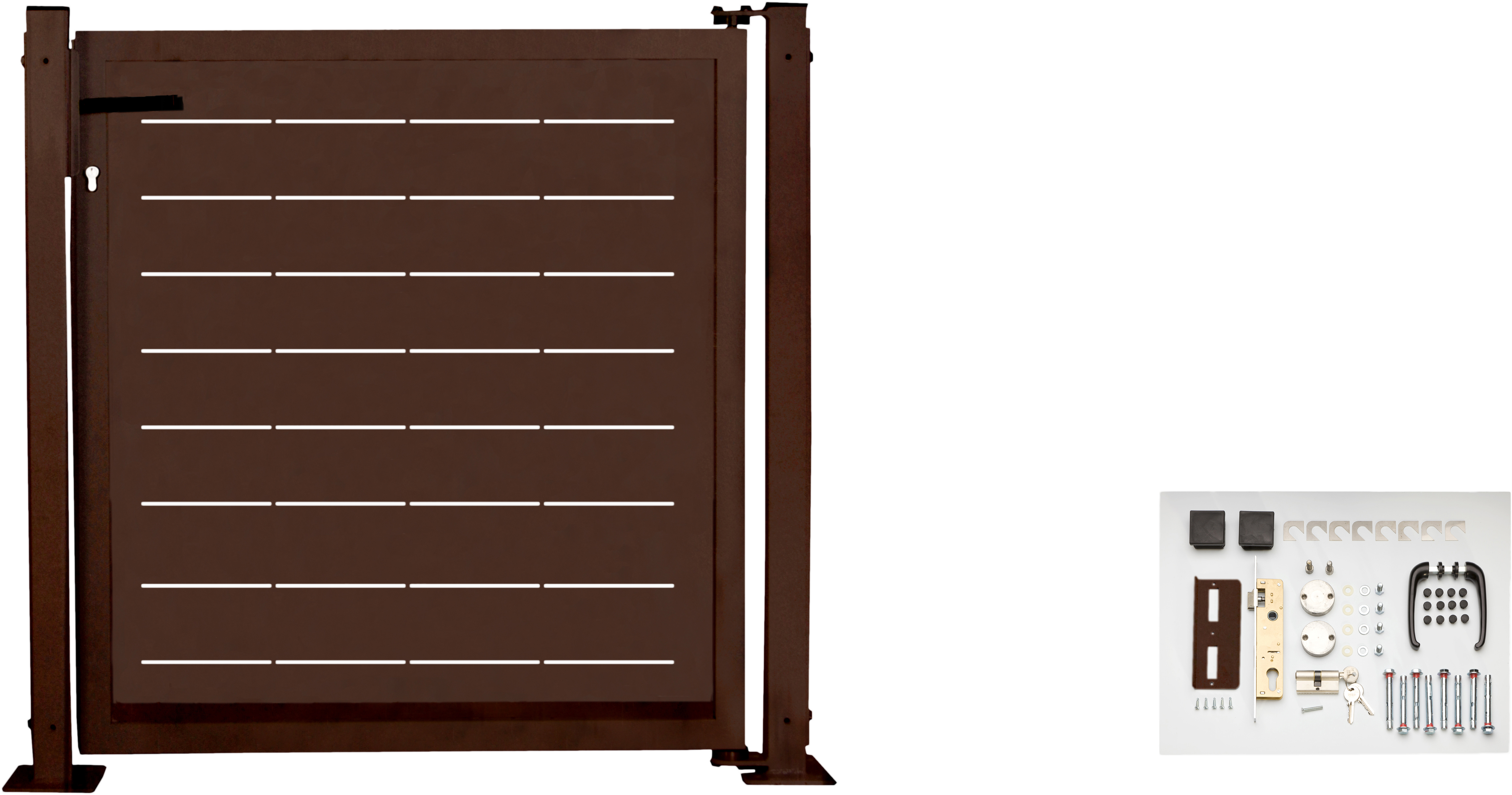 Kit puerta para valla doorself lines 116 x 93,5 cm óxido