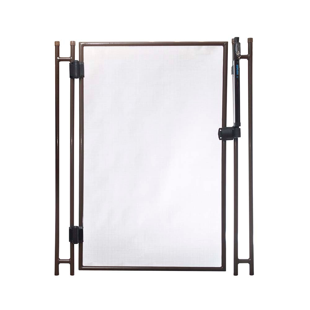 Puerta de seguridad para piscinas aluminio marrón 125x100 cm