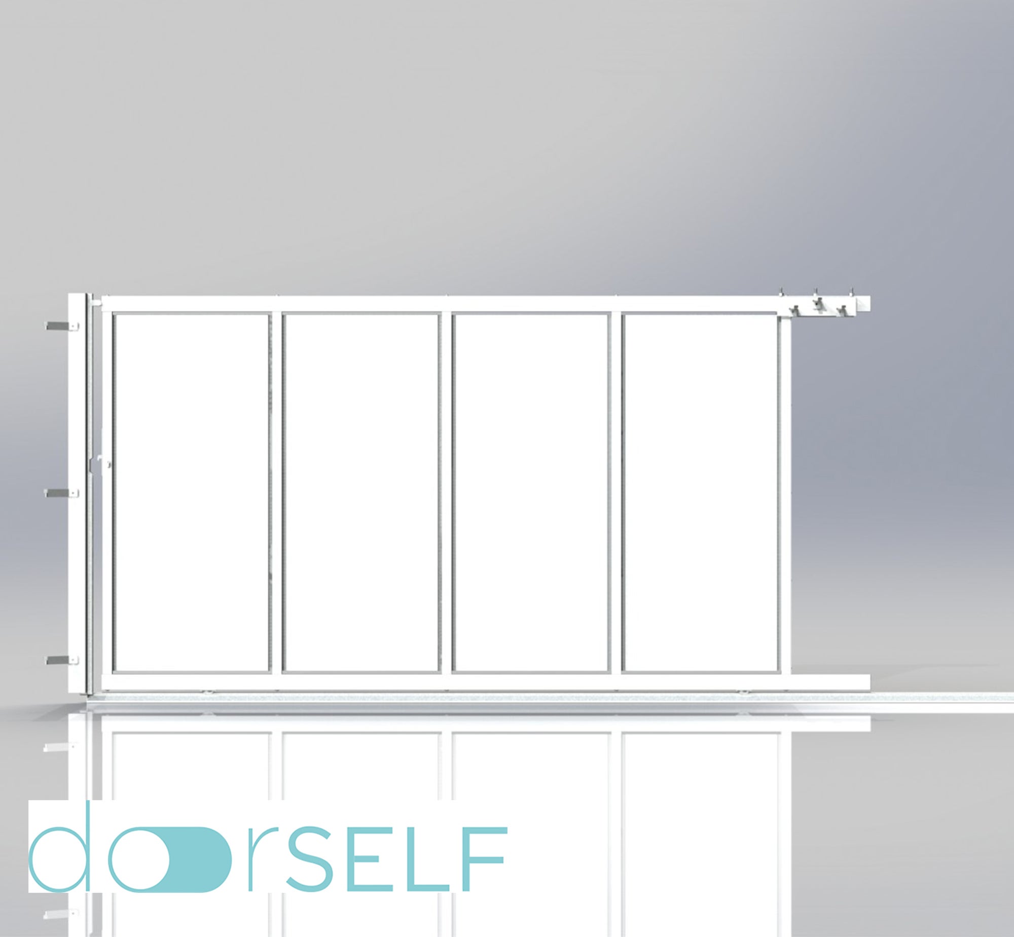 Puerta corredera+peatonal doorself blind blanca 350x200 cm