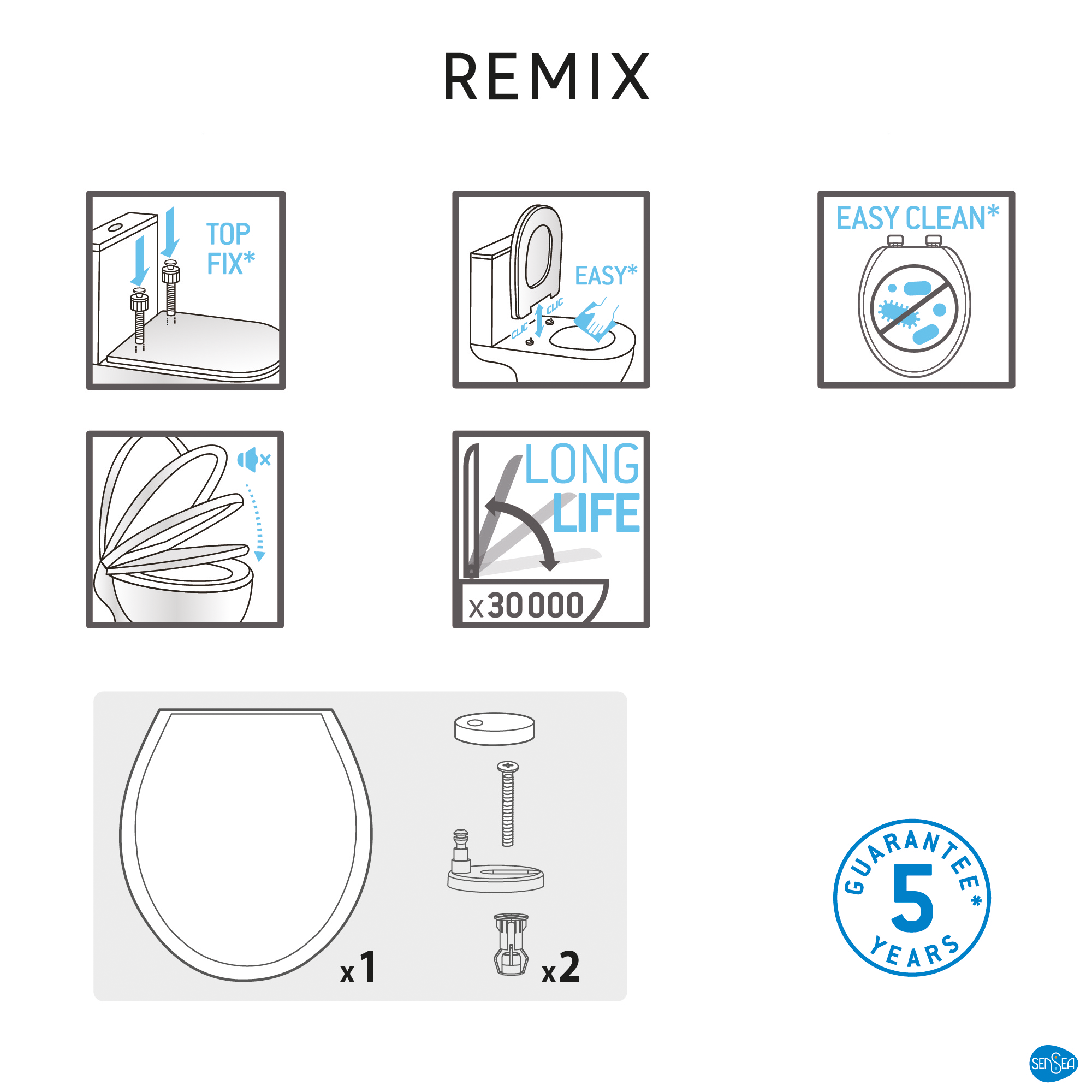 Tapa WC SENSEA Remix amortiguada blanco | Leroy Merlin