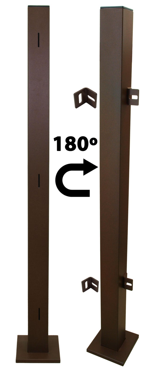 Poste cuadrado de hierro termolacado 5 x 5 x 200 cm marrón