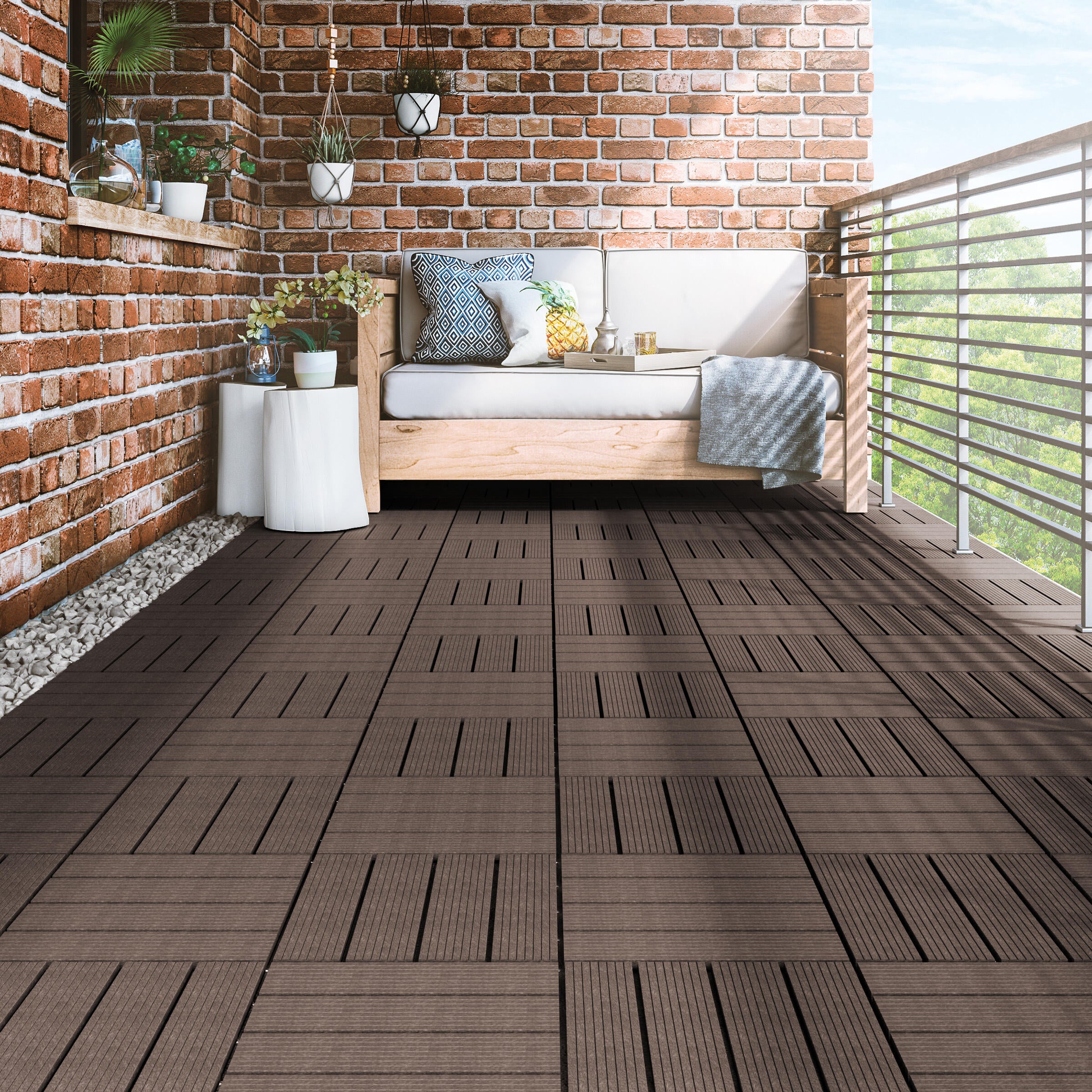 Baldosa composite 30 x 30 cm y 25 mm marrón dioco