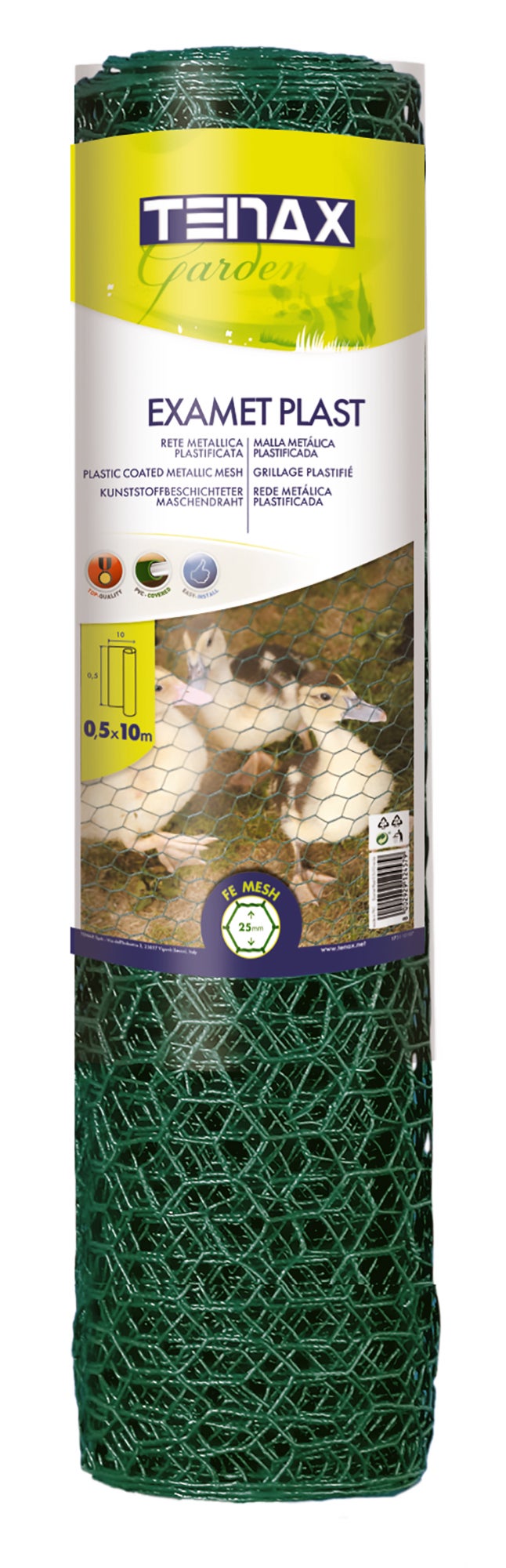 Malla metálica de simple torsión de acero galvanizado plastificado 0.5x10m