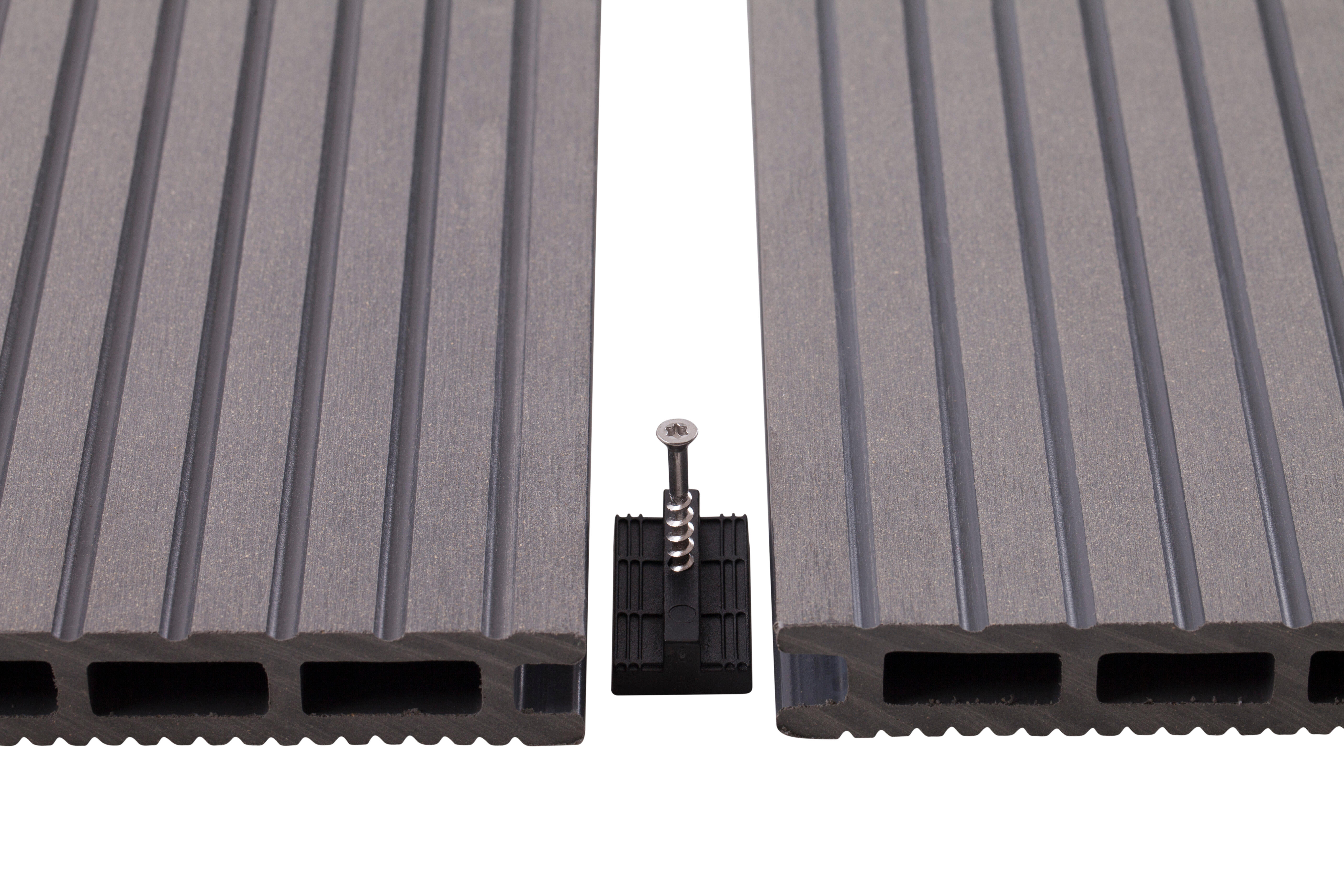 Listone con fissaggio a clip in composito di legno e plastica (wpc) Atlas grigio antracite L 240 x L 14.5 cm x Sp. 21 mm - 14