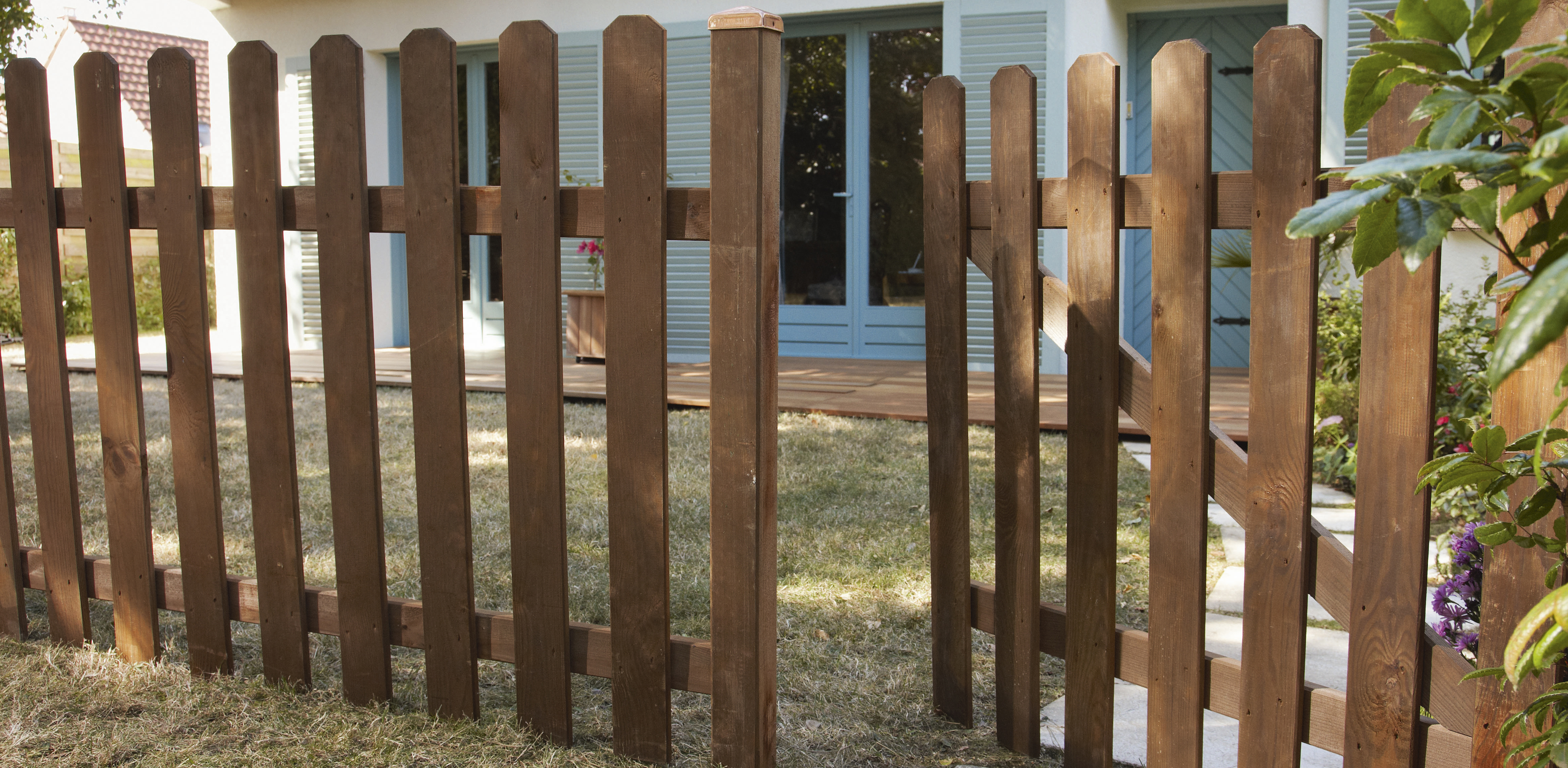Staccionata CERLAND MUSTANG BROWN in legno naturale galvanizzato L 180 x H 100 cm, Sp 3 mm - 5