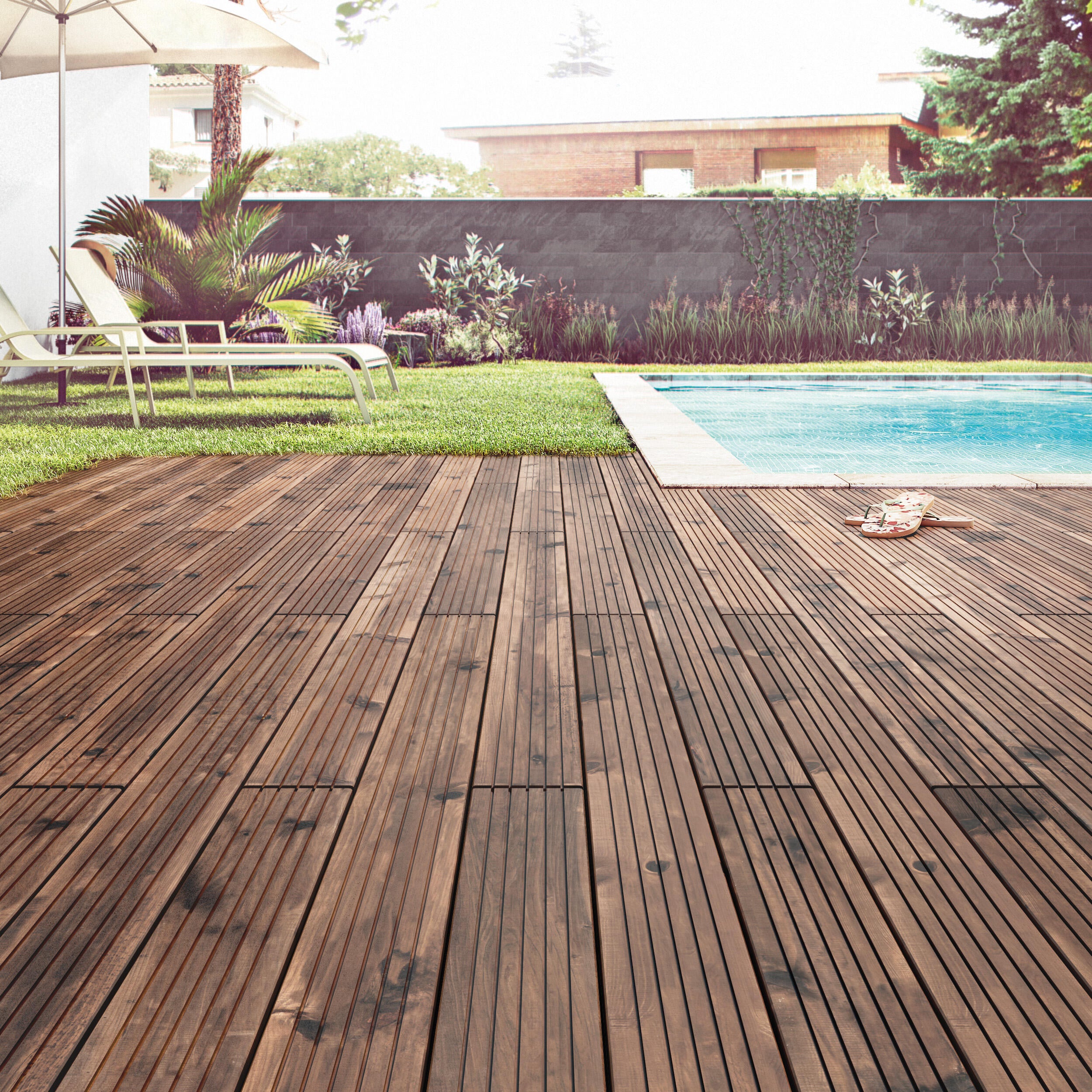 Pack 4 lamas de madera tintada 14x220 cm y 30 mm