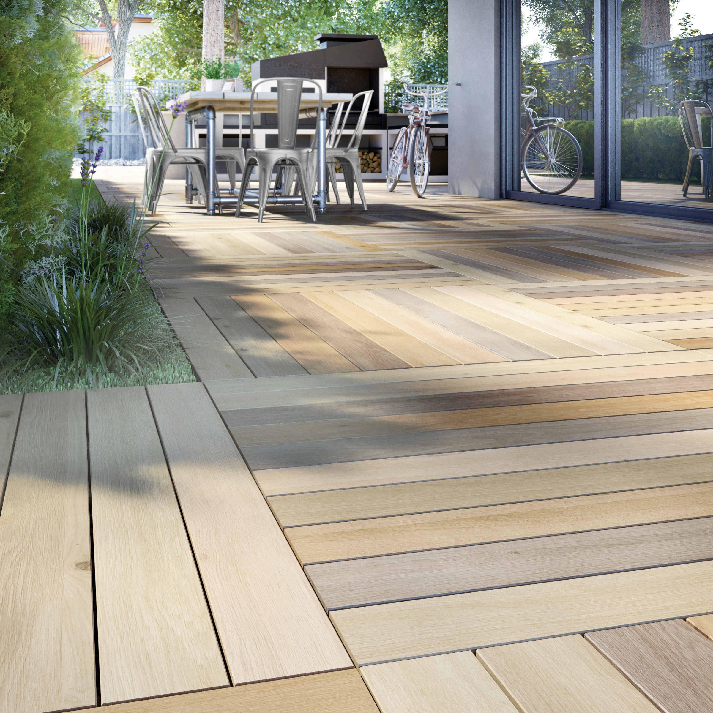 Baldosa de madera de pucté para exterior 100x100 cm